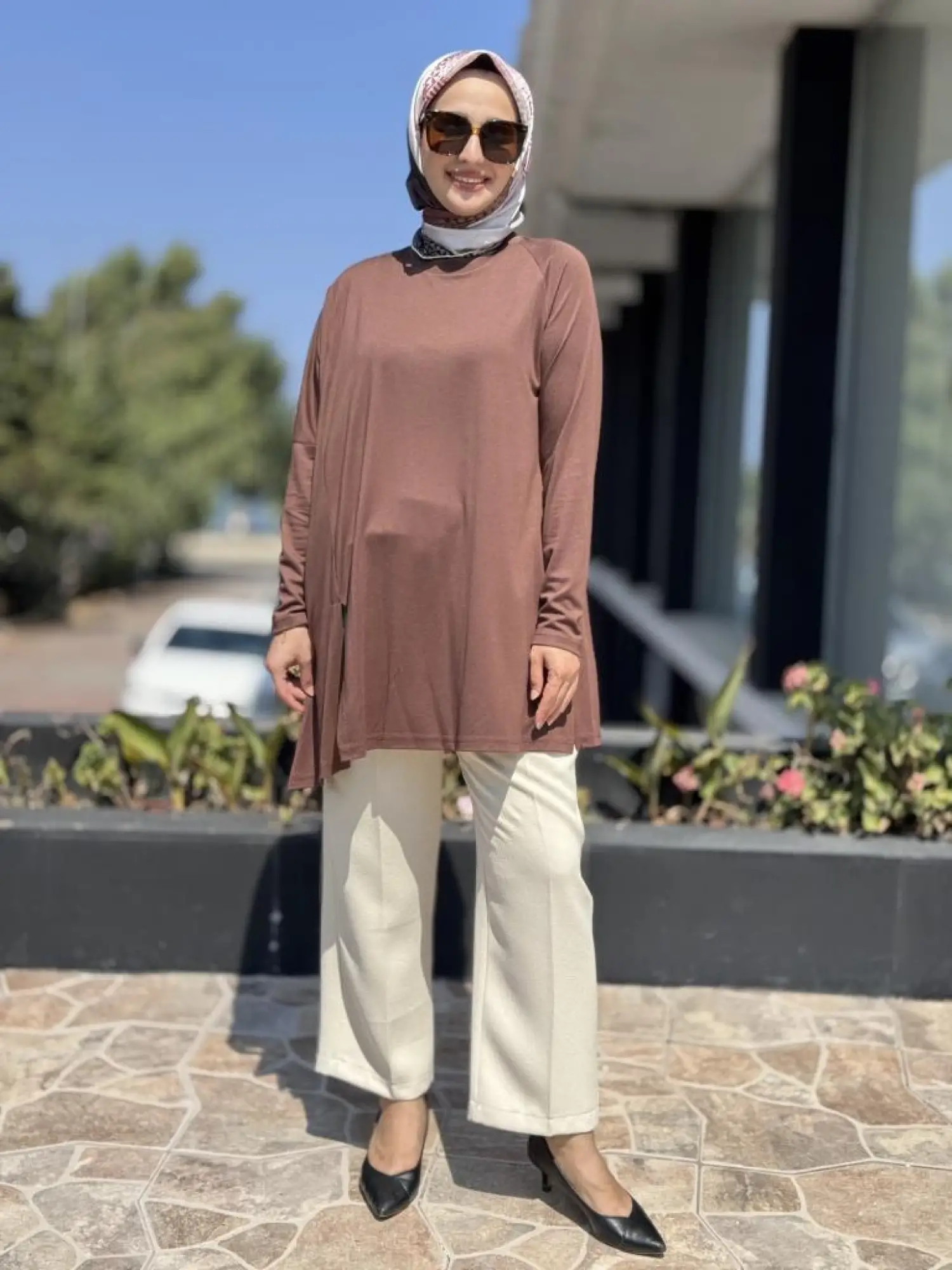 Almarwah Yandan Yırtmaçlı Viscon Tunik 102227