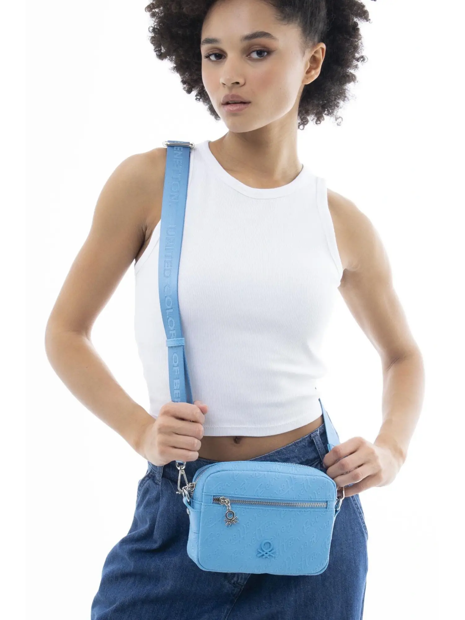 Benetton Monogram Yazılı Fermuarlı Çapraz Çanta BNT1059