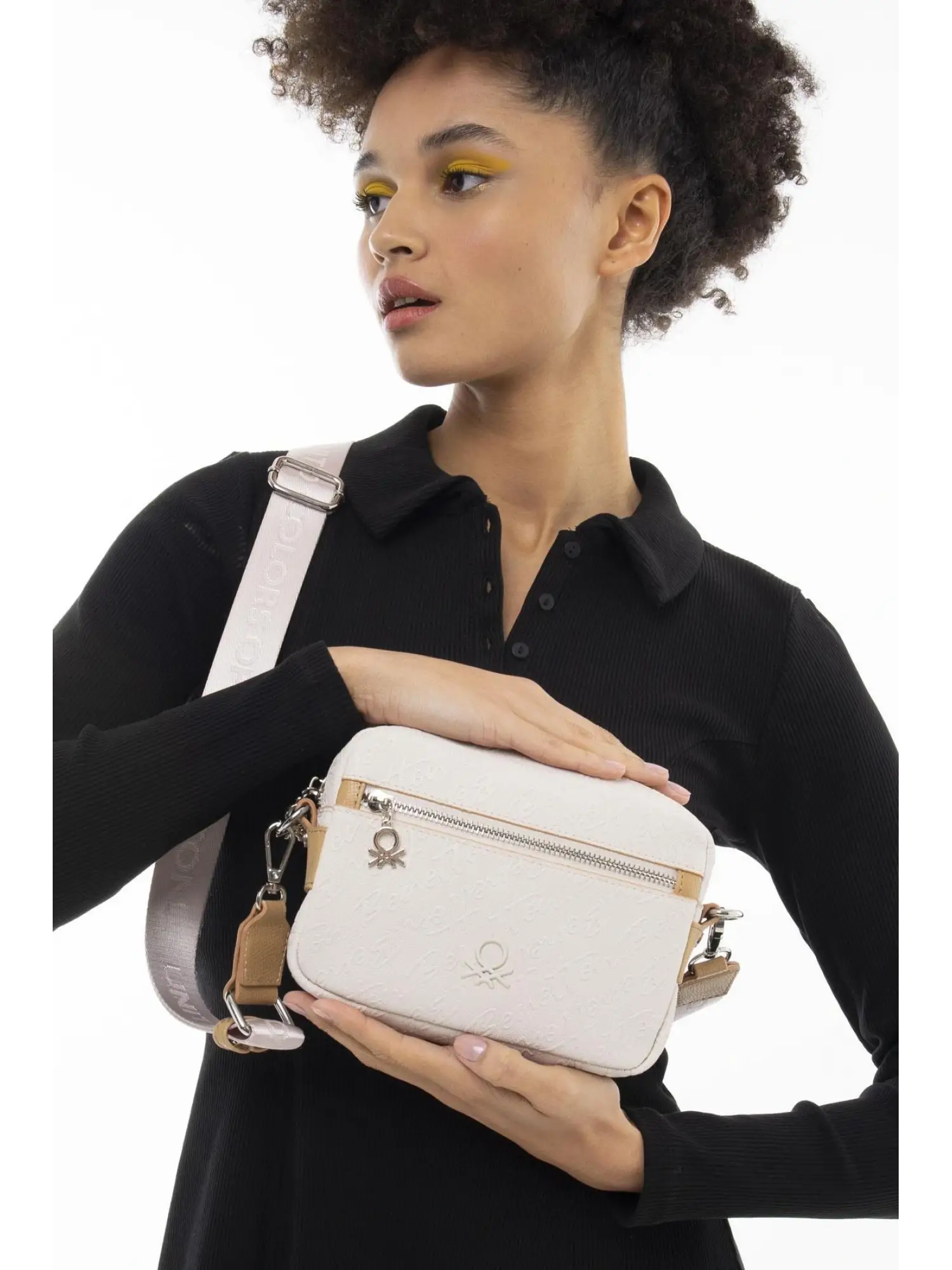 Benetton Monogram Yazılı Fermuarlı Çapraz Çanta BNT1059