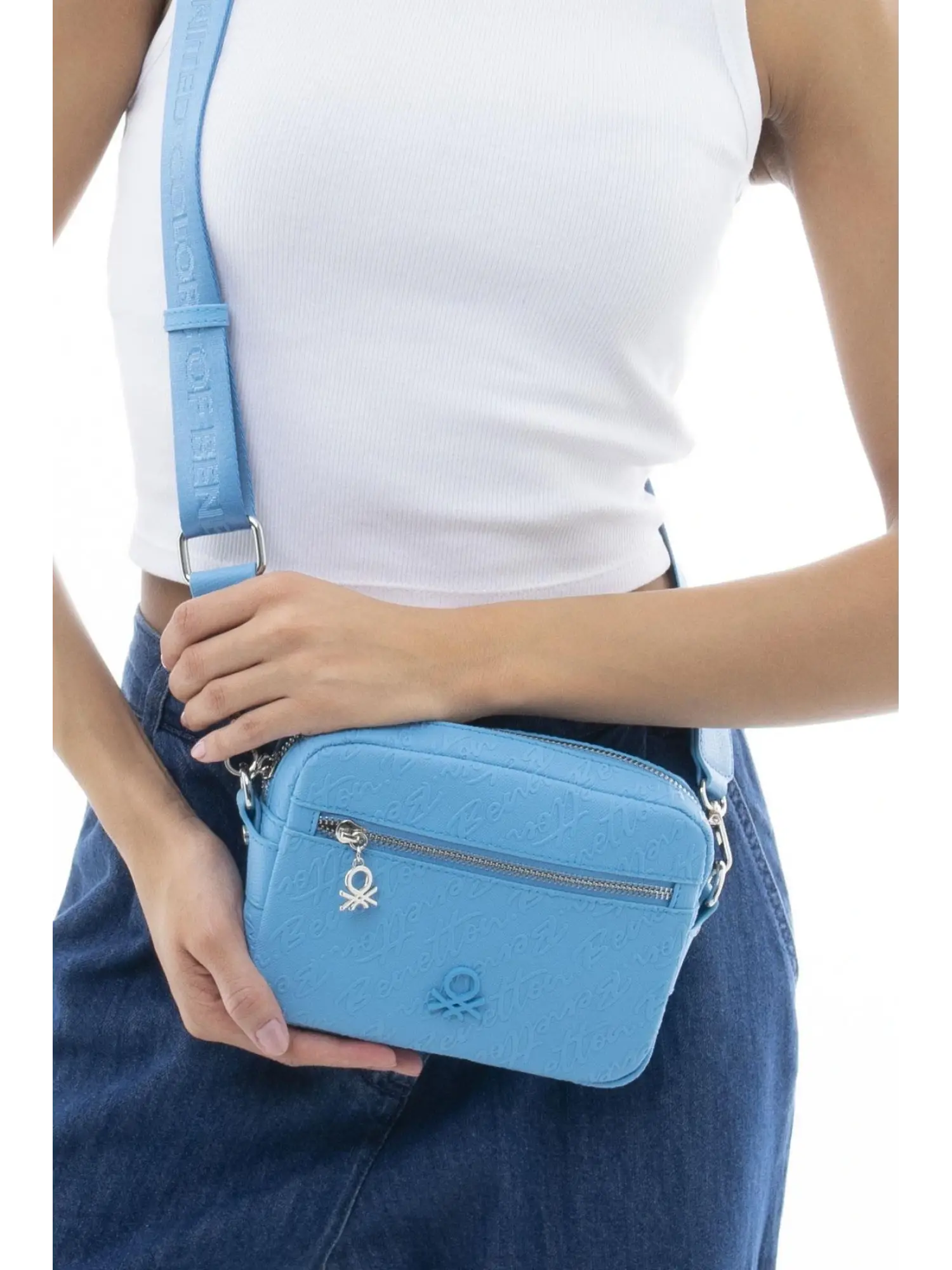 Benetton Monogram Yazılı Fermuarlı Çapraz Çanta BNT1059