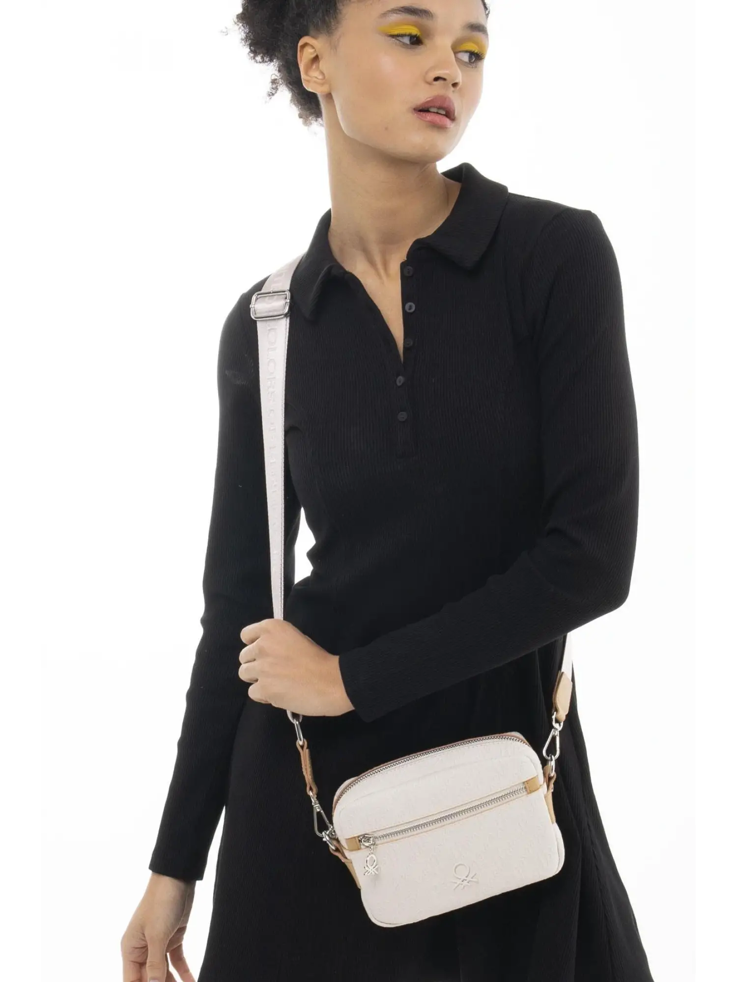 Benetton Monogram Yazılı Fermuarlı Çapraz Çanta BNT1059