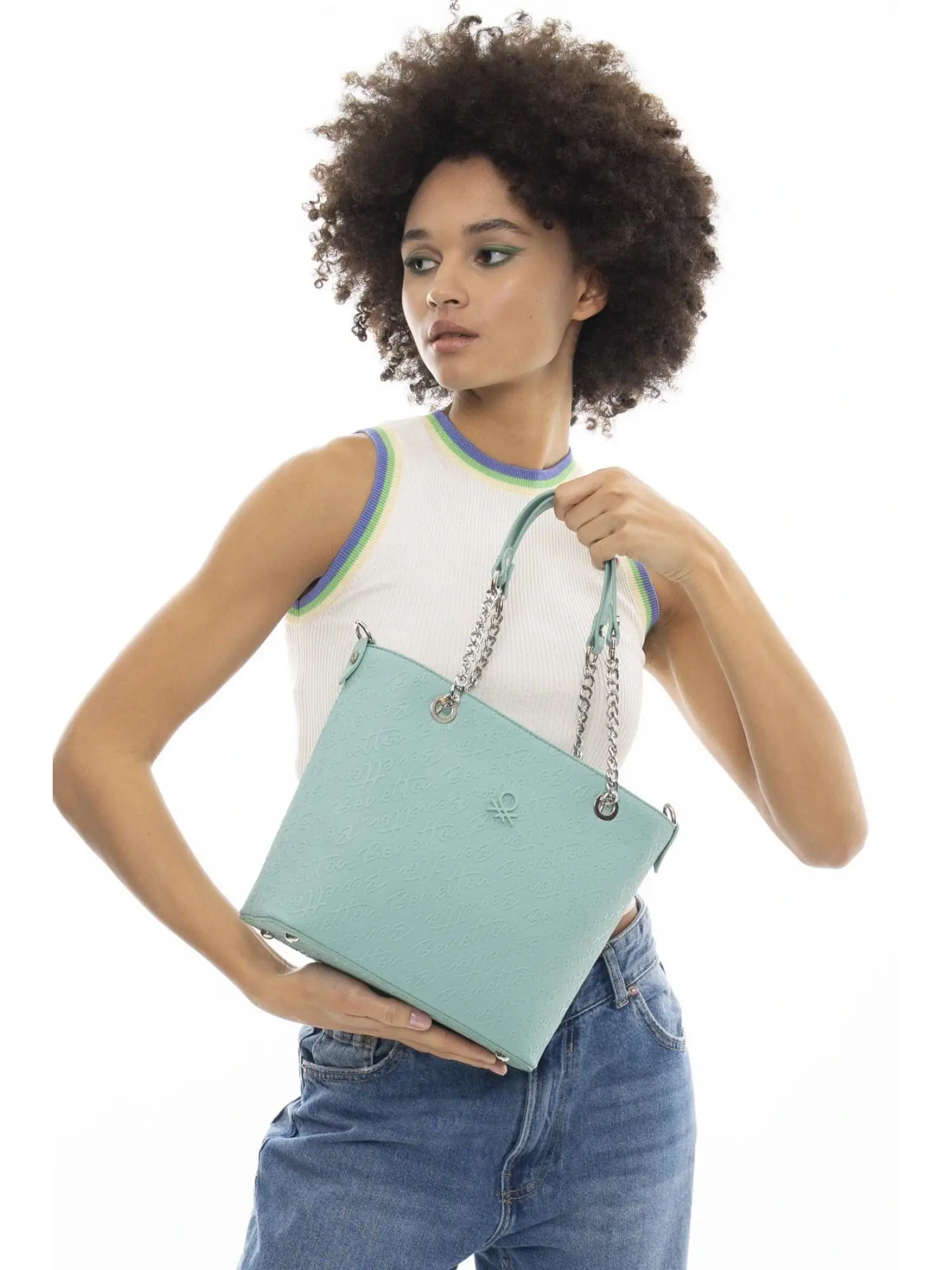 Benetton Monogram Yazılı Kol Çantası BNT1043