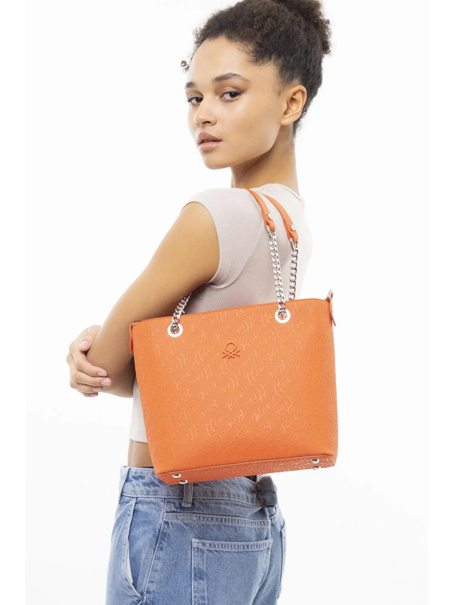 Benetton Monogram Yazılı Kol Çantası BNT1043