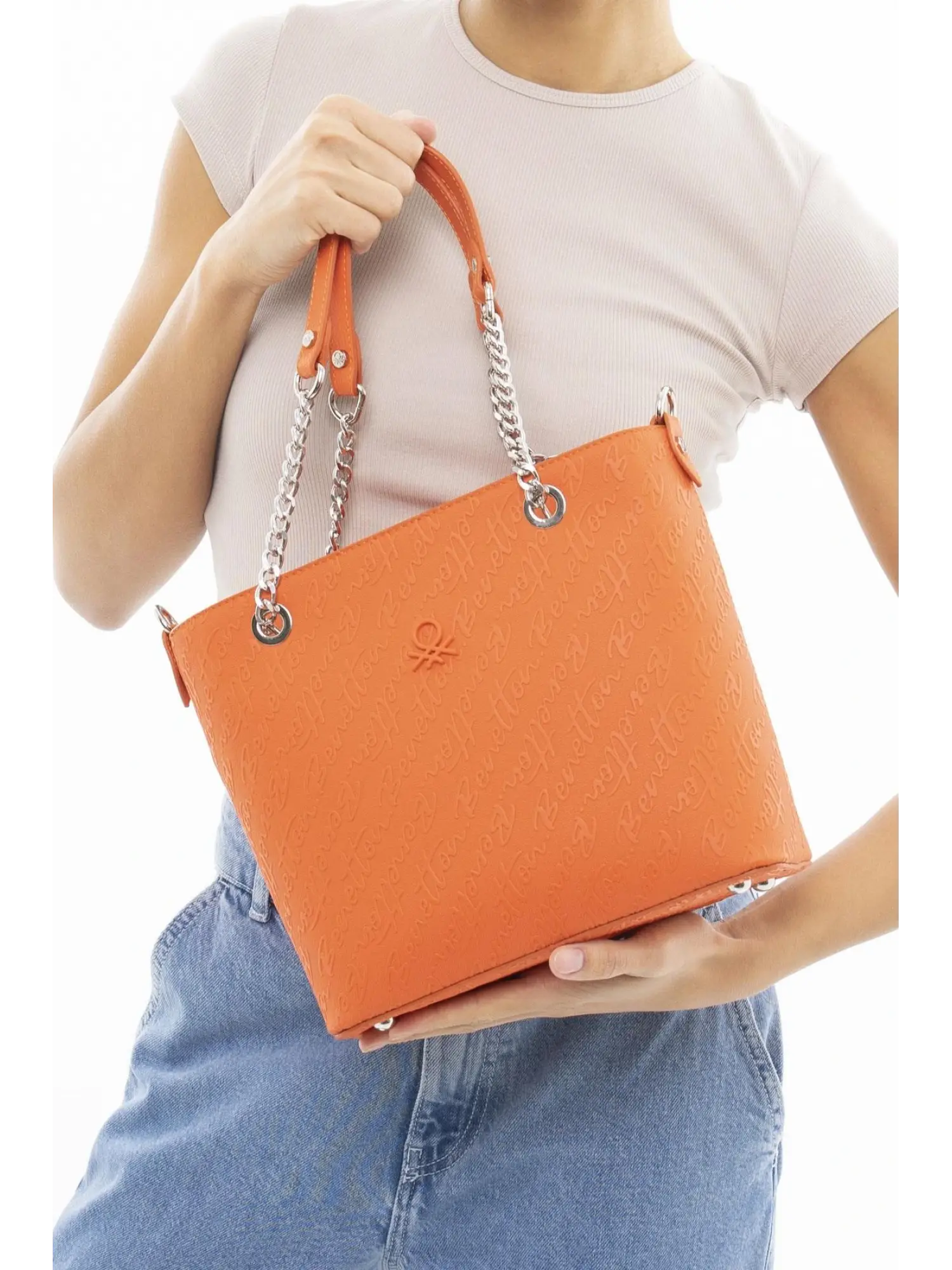 Benetton Monogram Yazılı Kol Çantası BNT1043