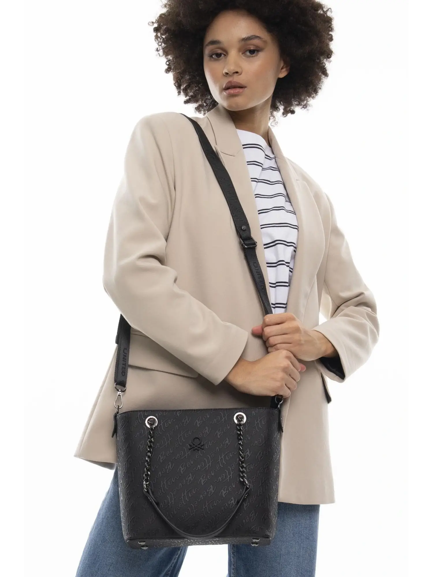 Benetton Monogram Yazılı Kol Çantası BNT1043