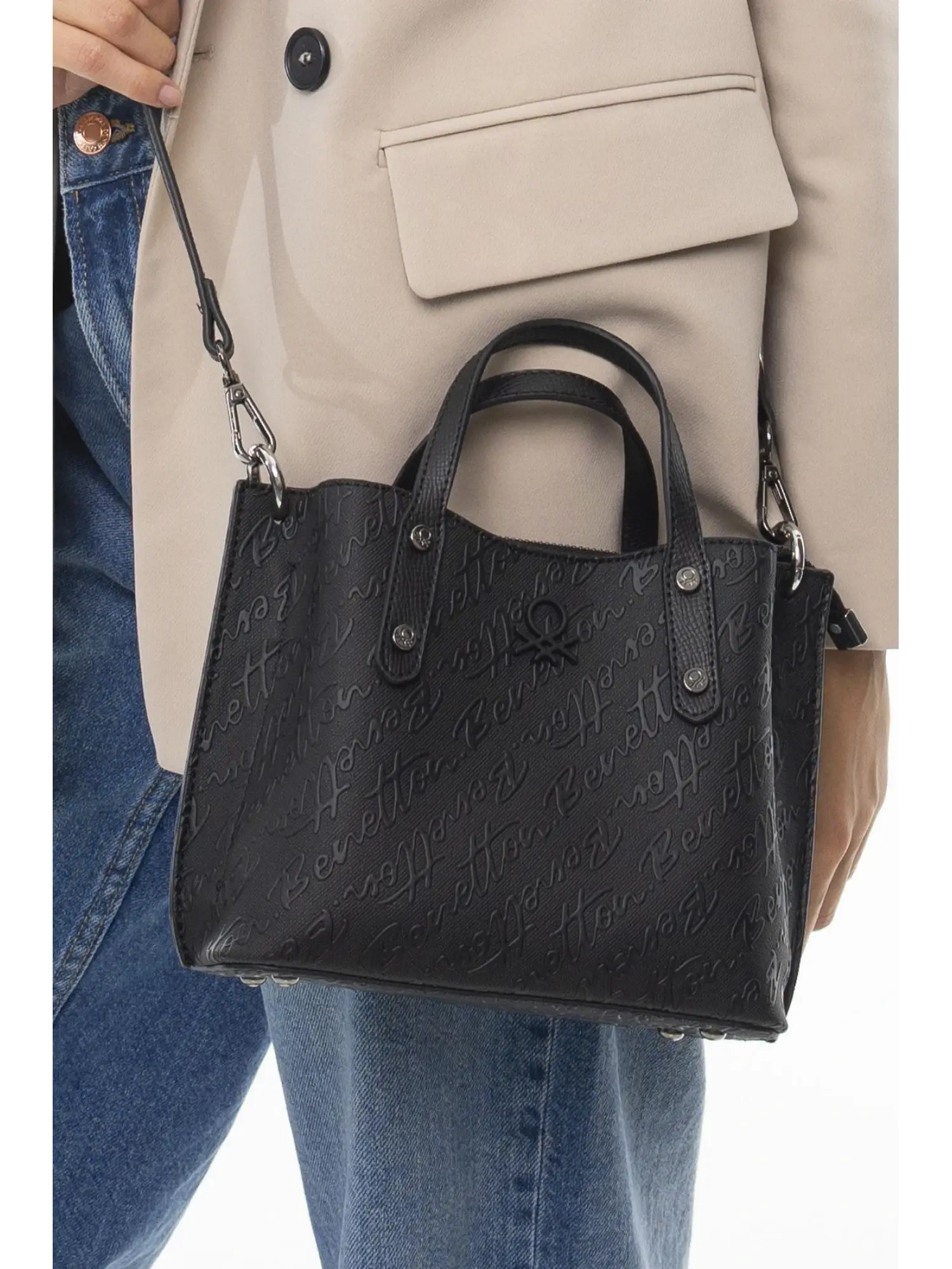 Benetton Monogram Yazılı Küçük El Çantası BNT1045