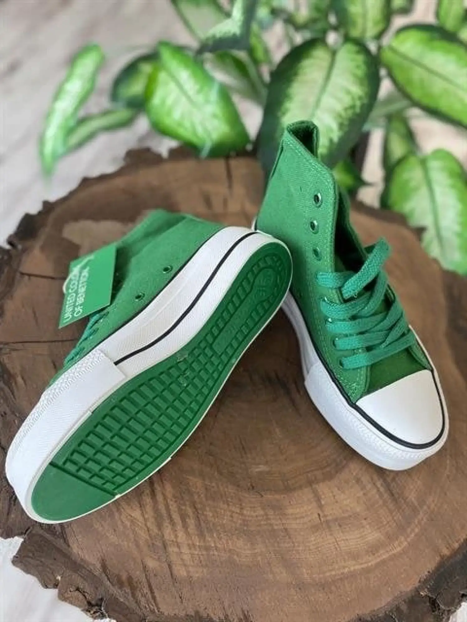 Benetton Yüksek Tabanlı Yeşil Converse Ayakkabı 30939