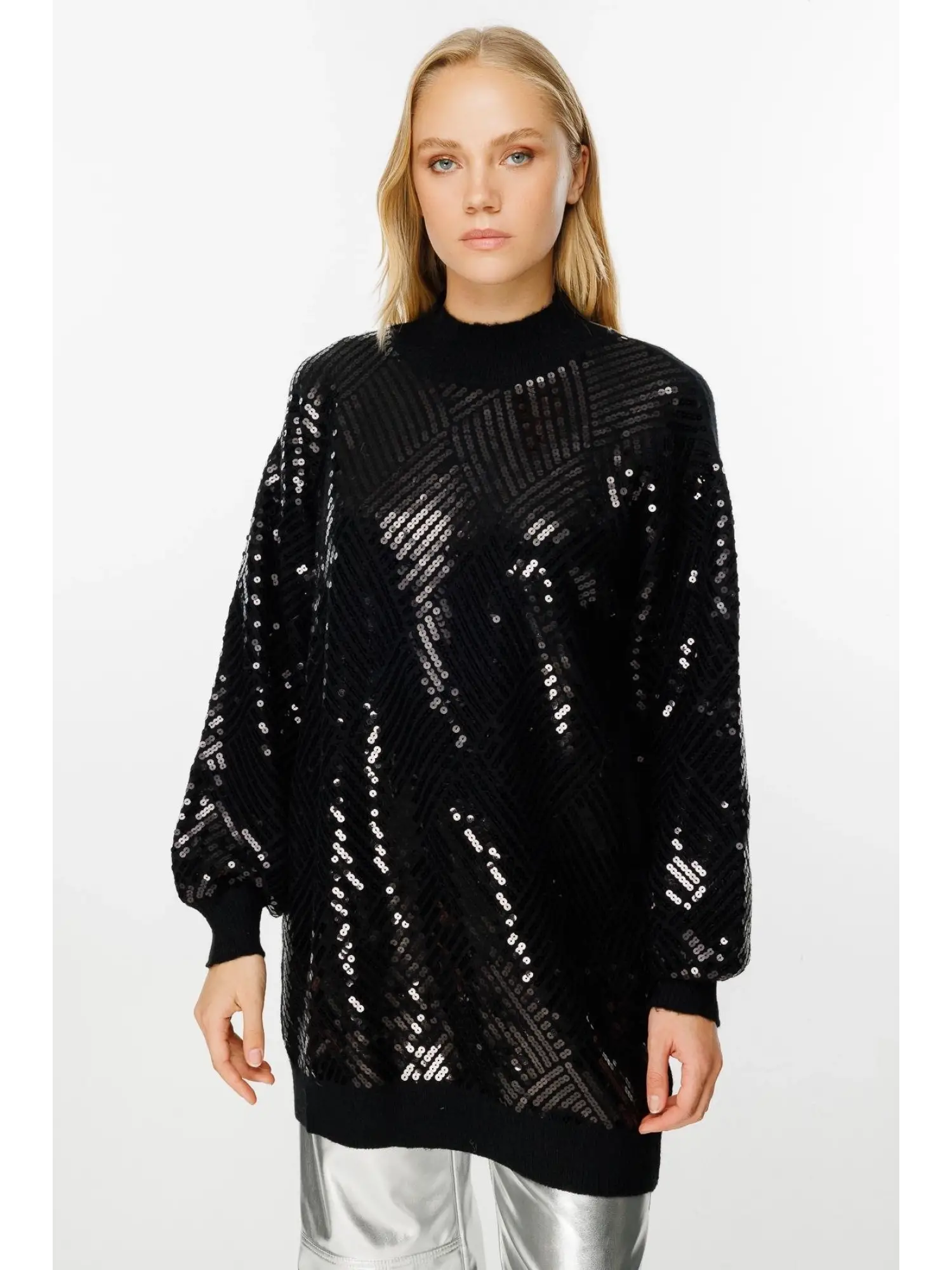 Ghisa Baklava Payet Detaylı Triko Tunik G241519