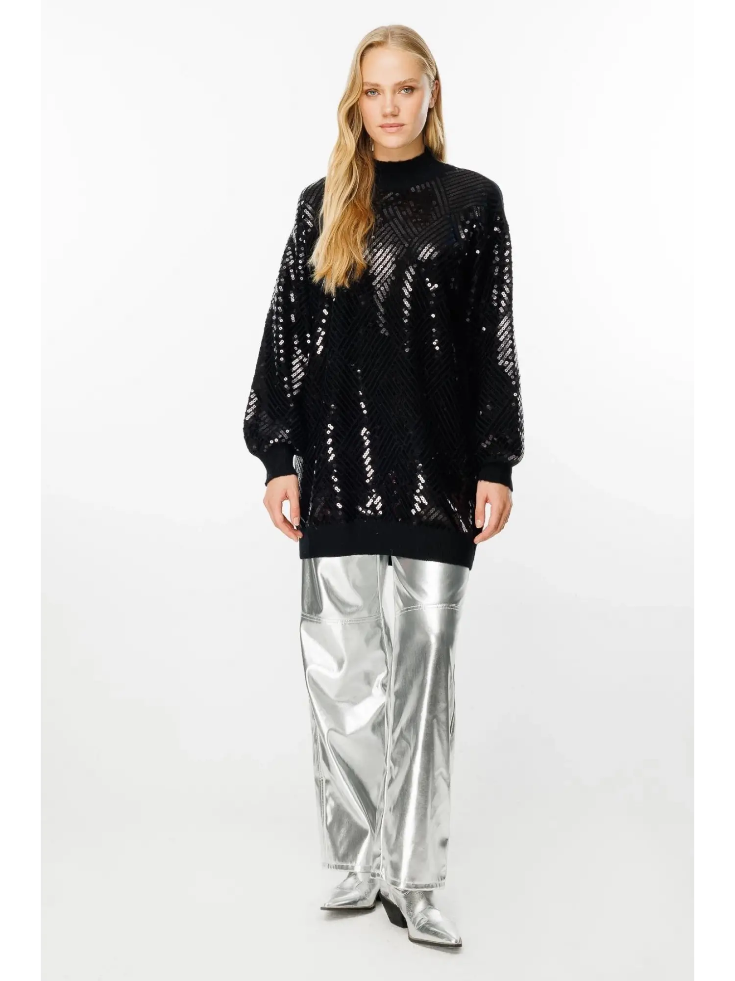 Ghisa Baklava Payet Detaylı Triko Tunik G241519