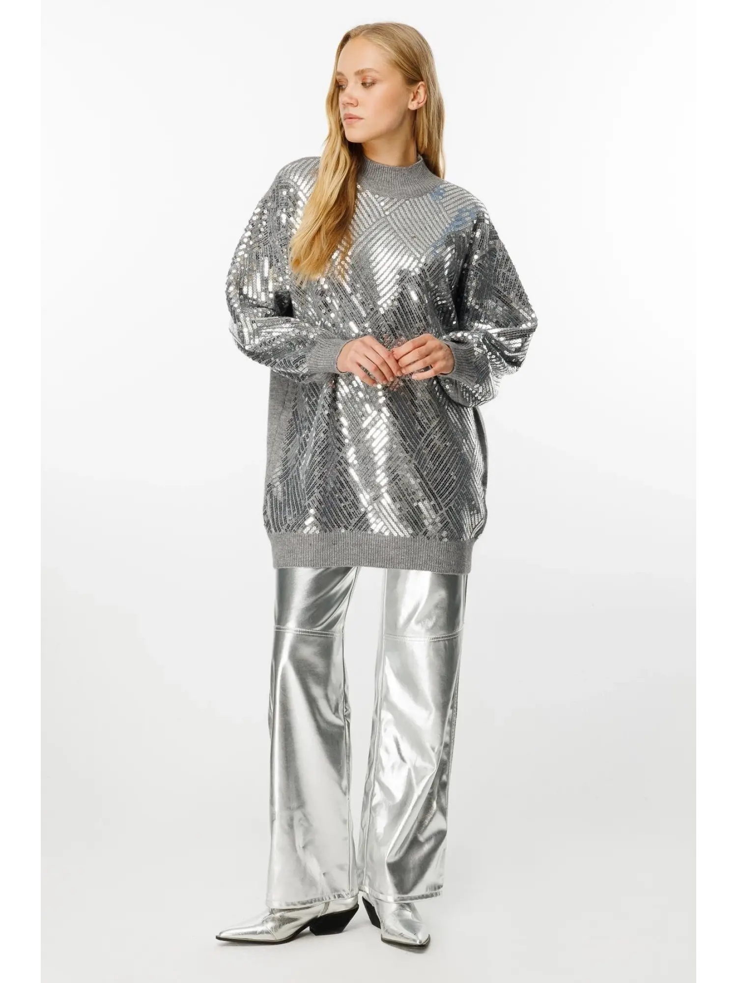 Ghisa Baklava Payet Detaylı Triko Tunik G241519