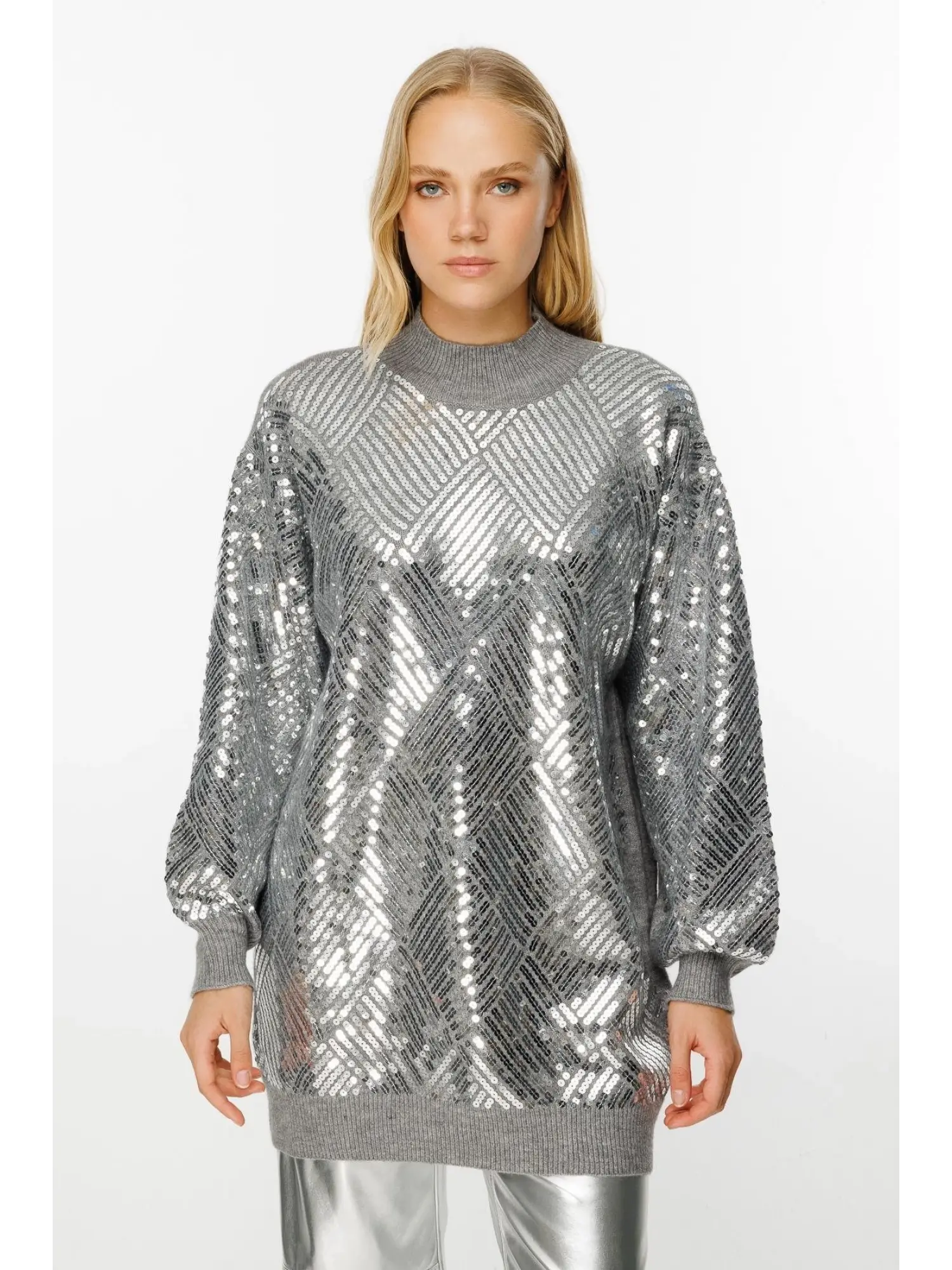 Ghisa Baklava Payet Detaylı Triko Tunik G241519