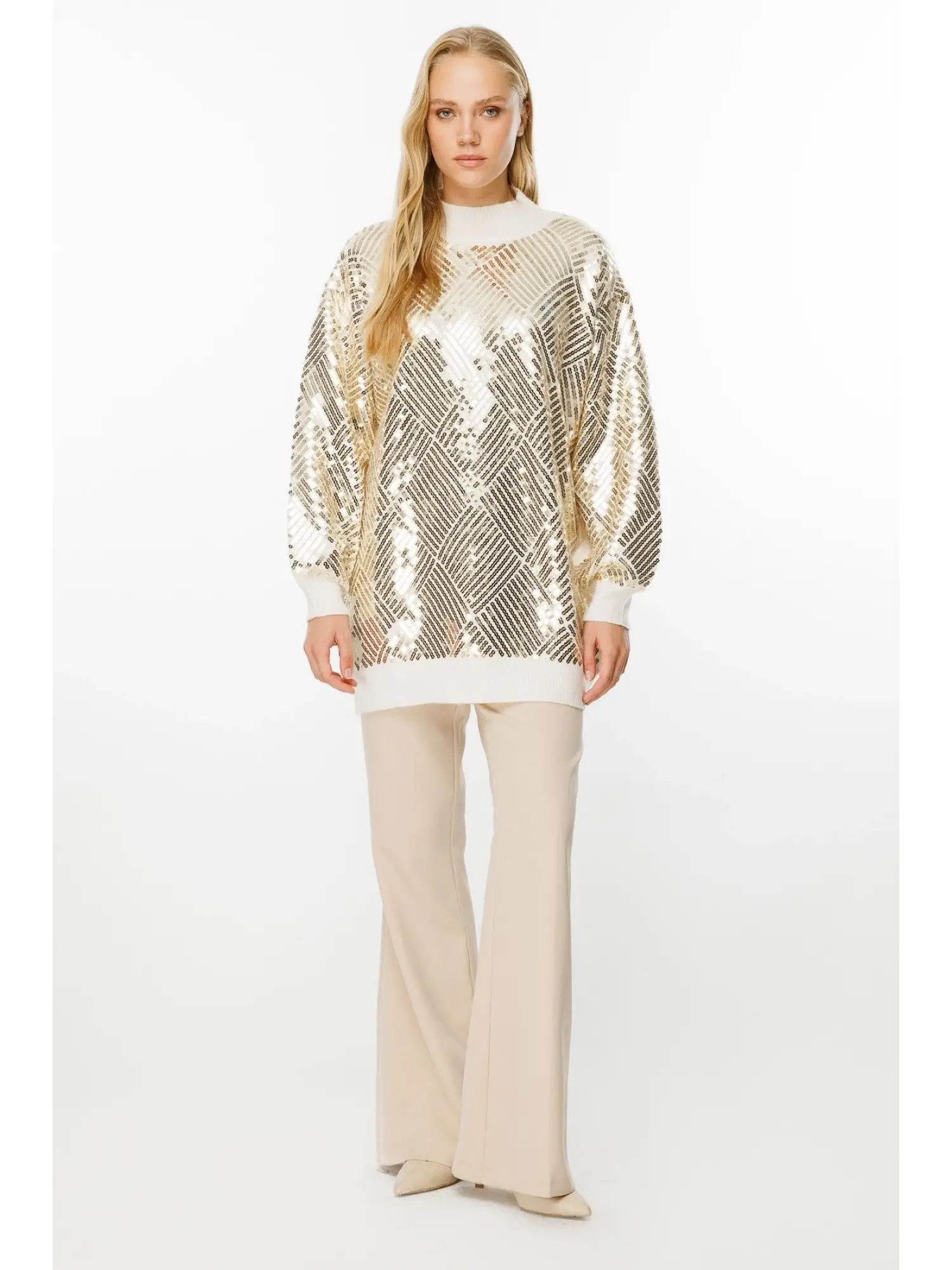 Ghisa Baklava Payet Detaylı Triko Tunik G241519