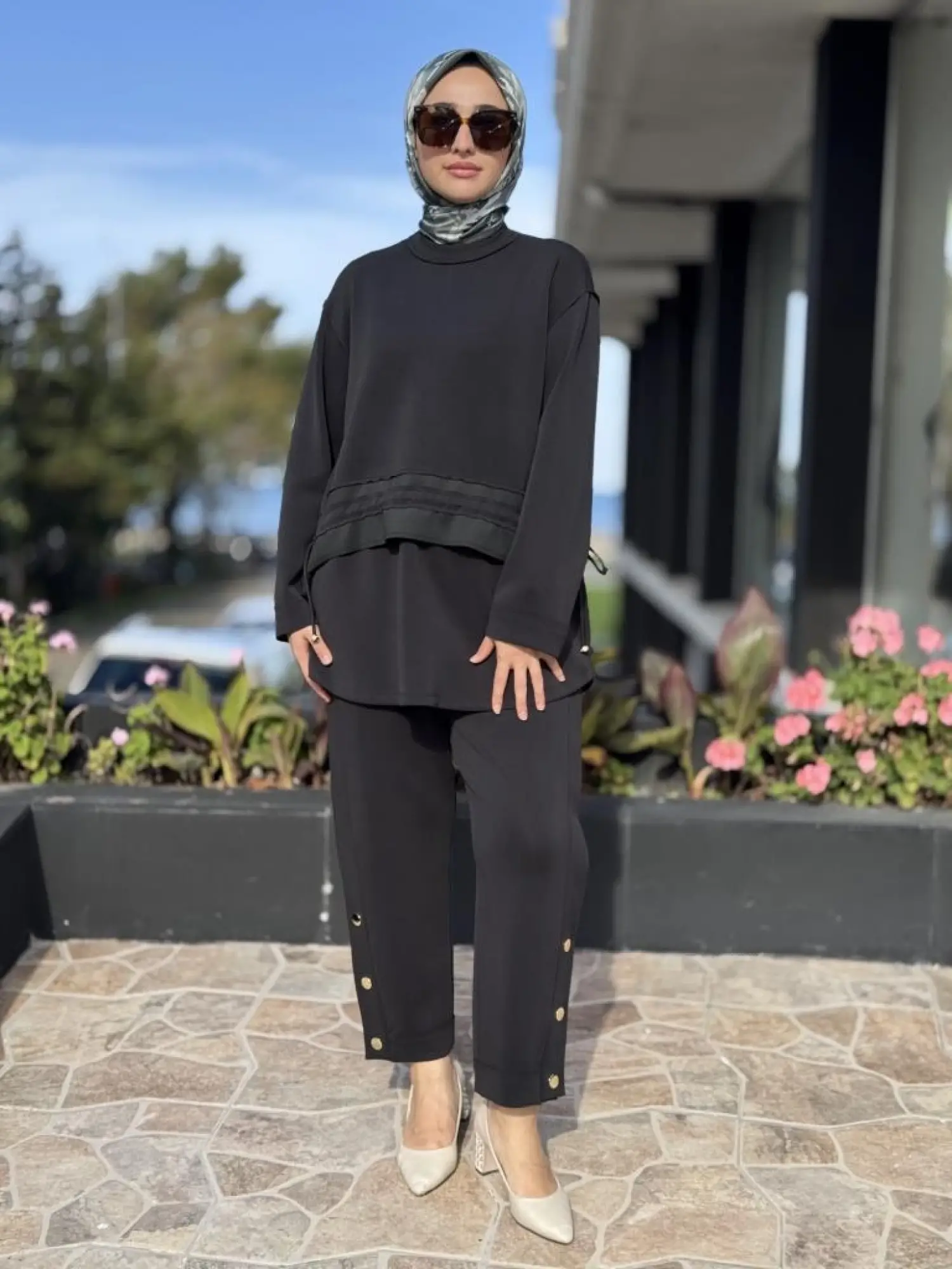 Ghisa Beli Köprü ve Bağcık Detaylı Tunik Pantolon Takım G4122