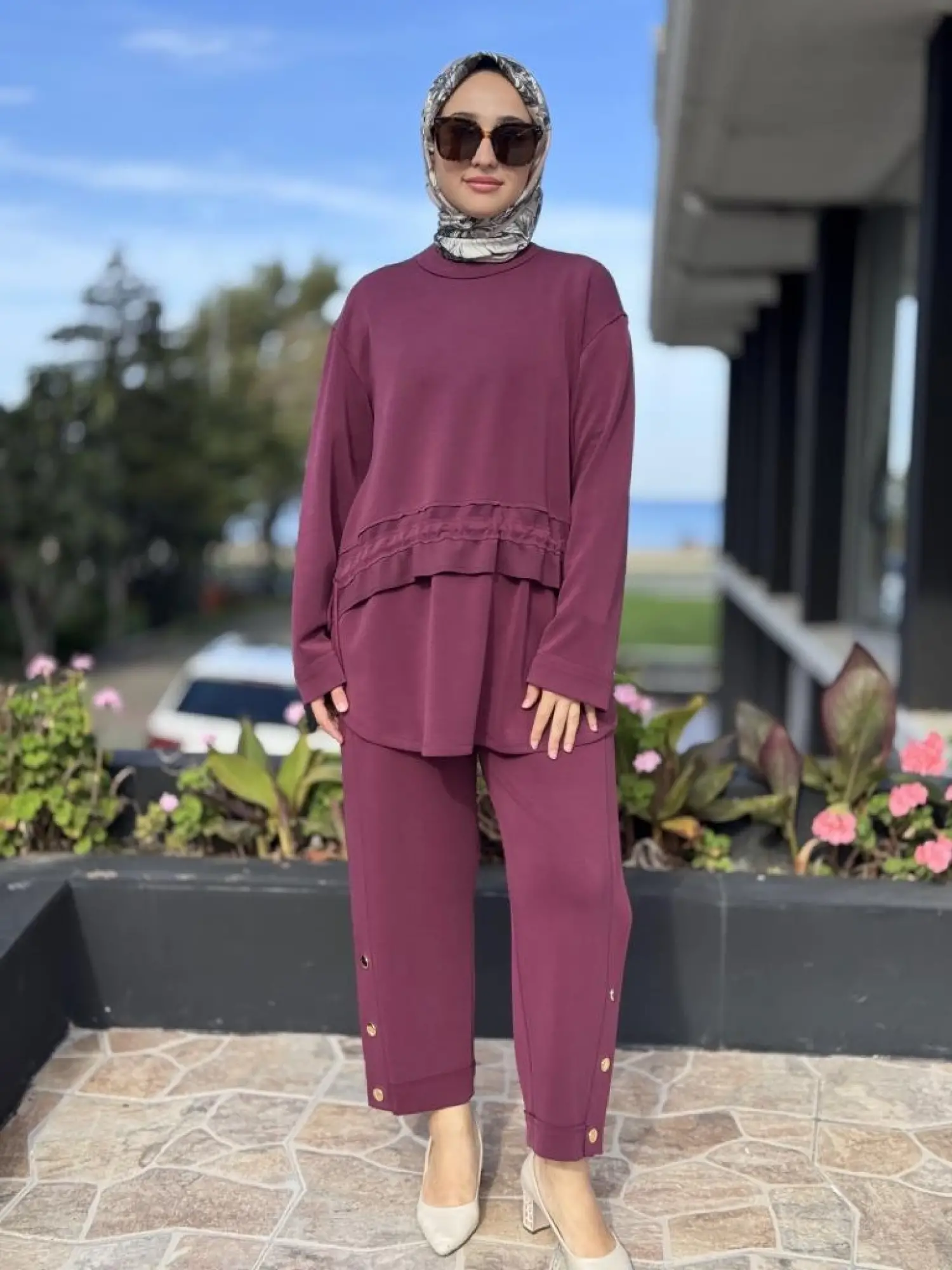 Ghisa Beli Köprü ve Bağcık Detaylı Tunik Pantolon Takım G4122