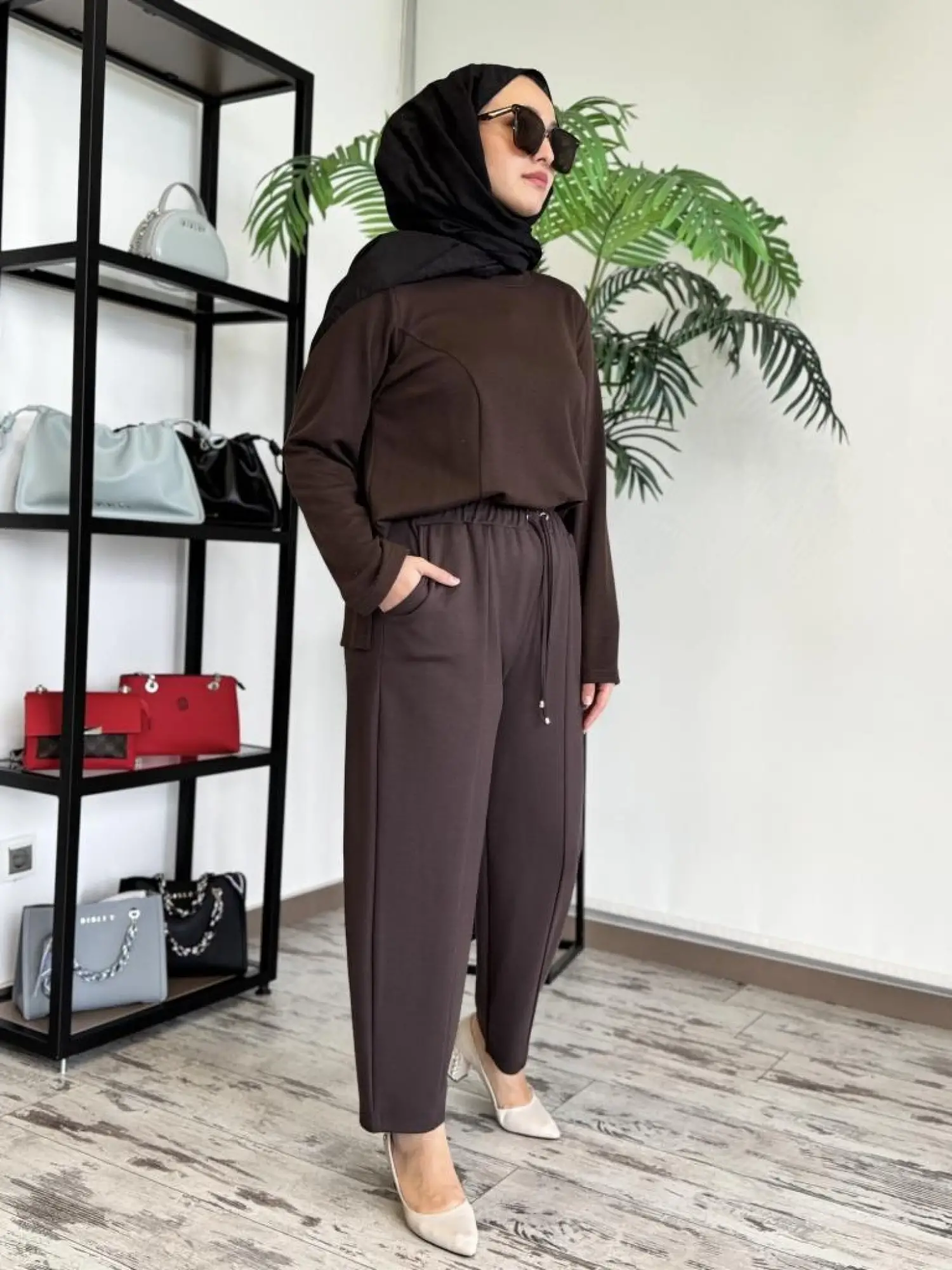 Ghisa Beli Lastikli Cepli Pantolon 8654