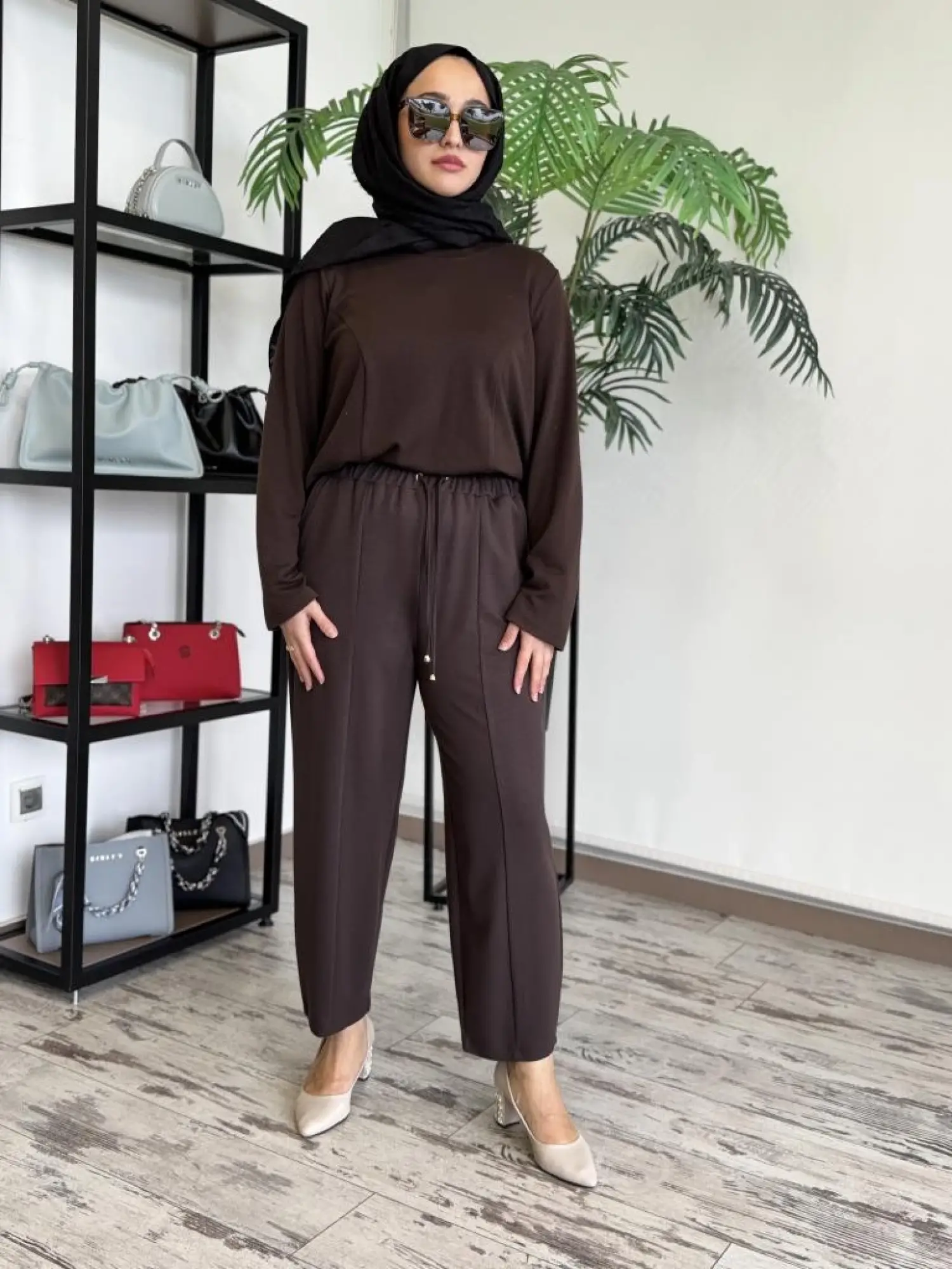 Ghisa Beli Lastikli Cepli Pantolon 8654