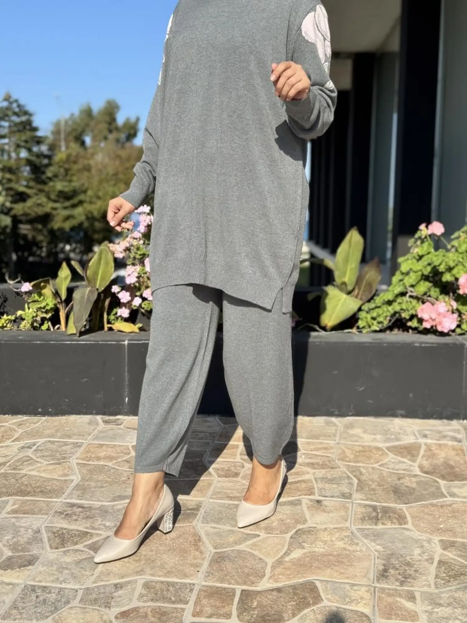 Ghisa Beli Lastikli Cepli Triko Pantolon 8646