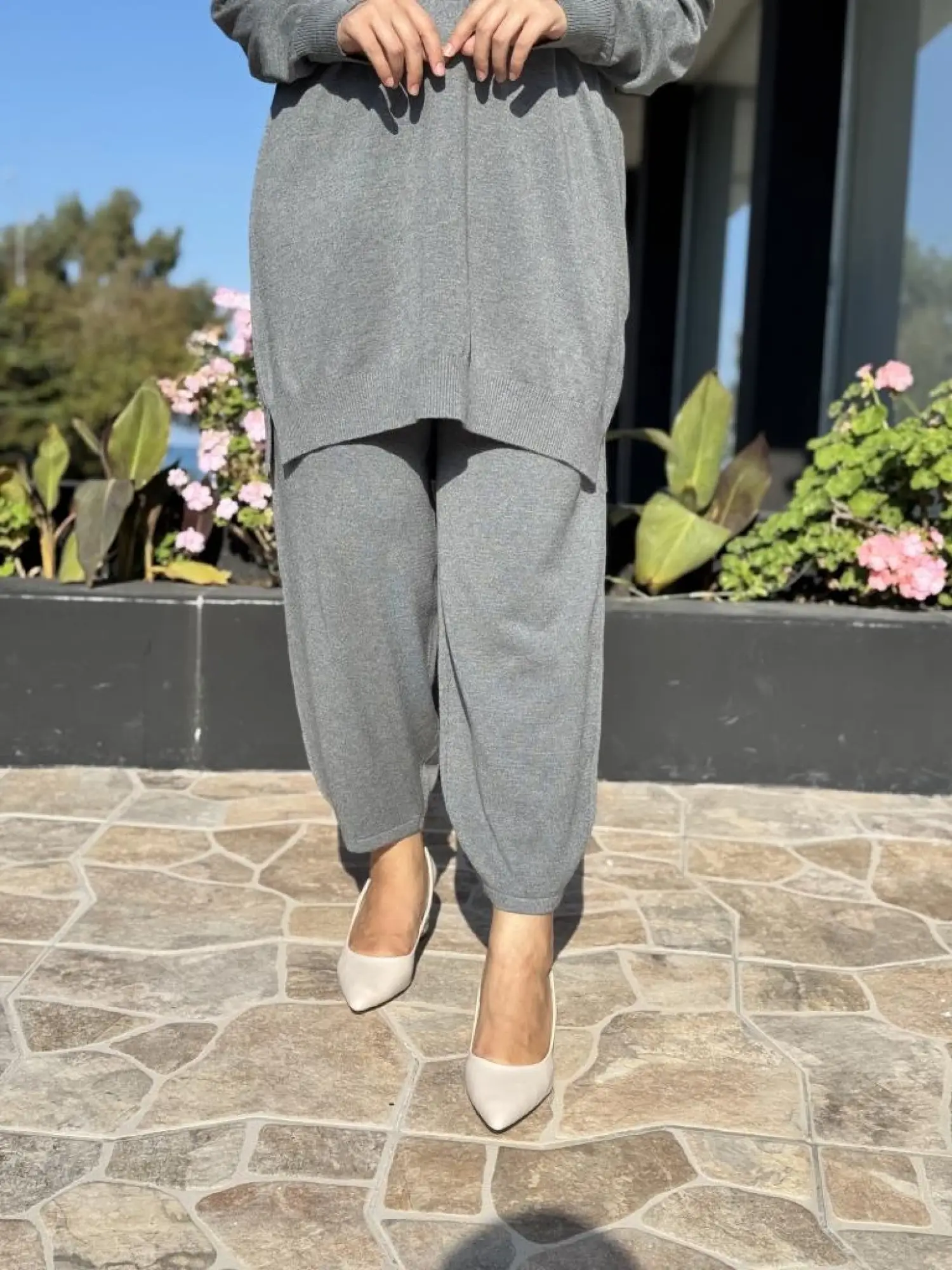 Ghisa Beli Lastikli Cepli Triko Pantolon 8646