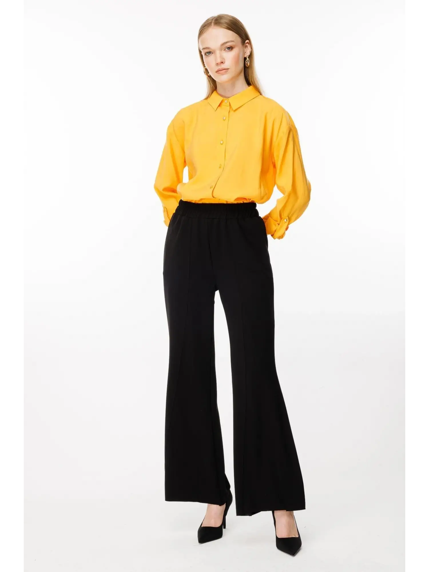 Ghisa Beli Lastikli İspanyol Pantolon 8628