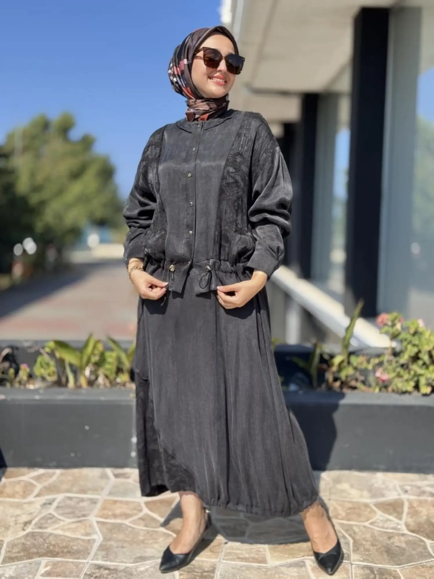 Ghisa Büzgü ve Nervür Detaylı Cupra Ceket Etek Takım 4046