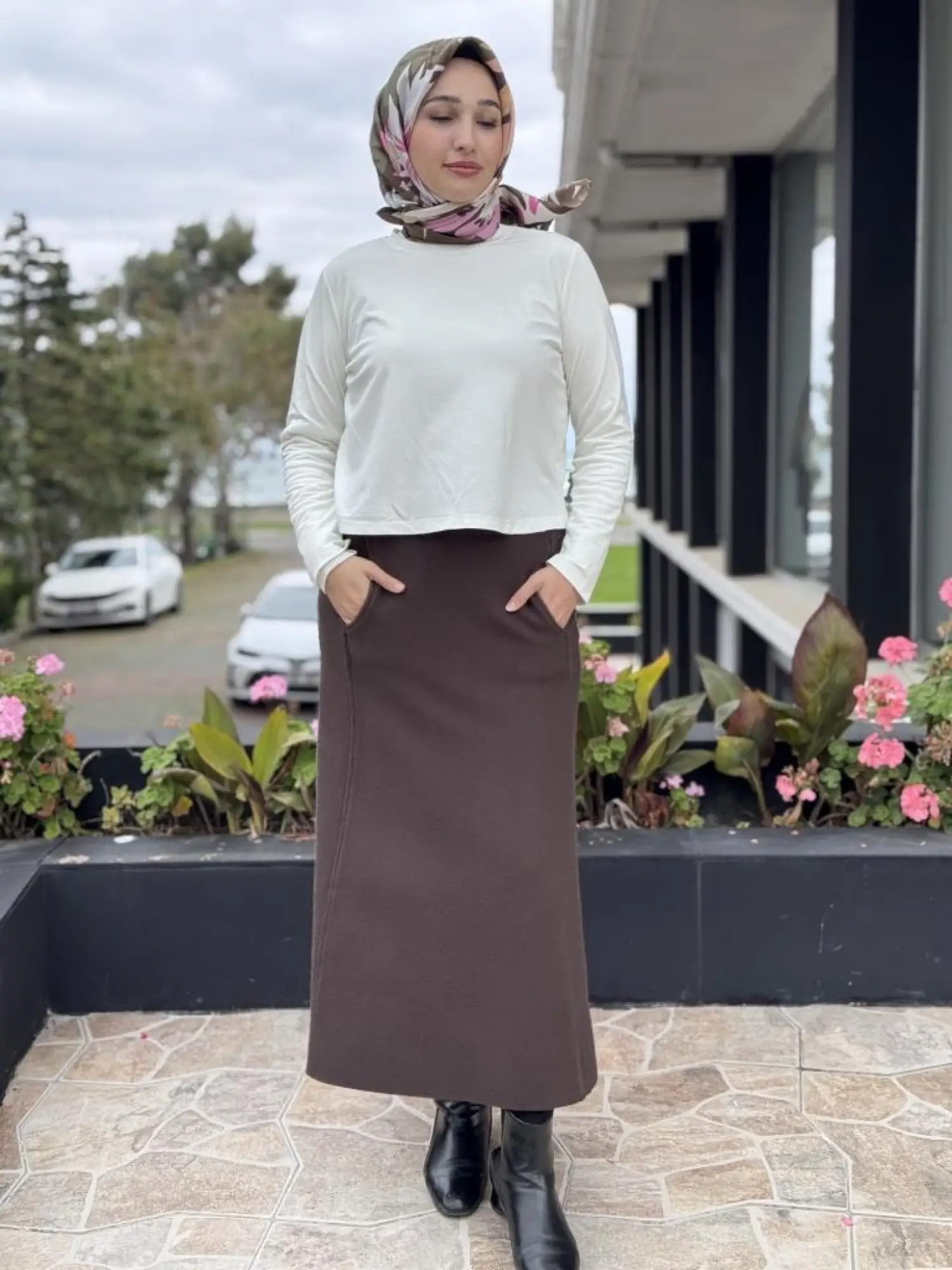 Ghisa Cep Detaylı Örme Triko Etek G5344