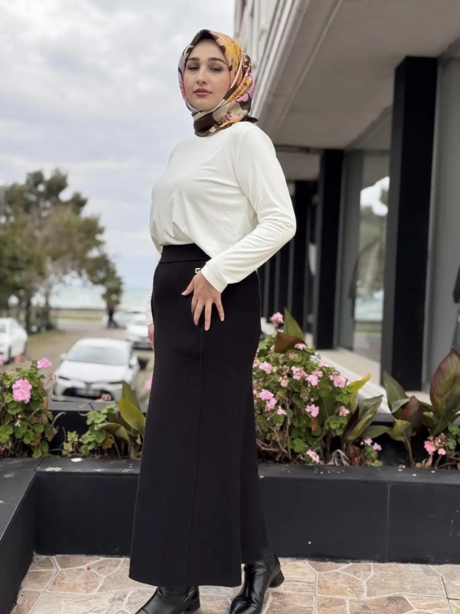 Ghisa Cep Detaylı Örme Triko Etek G5344