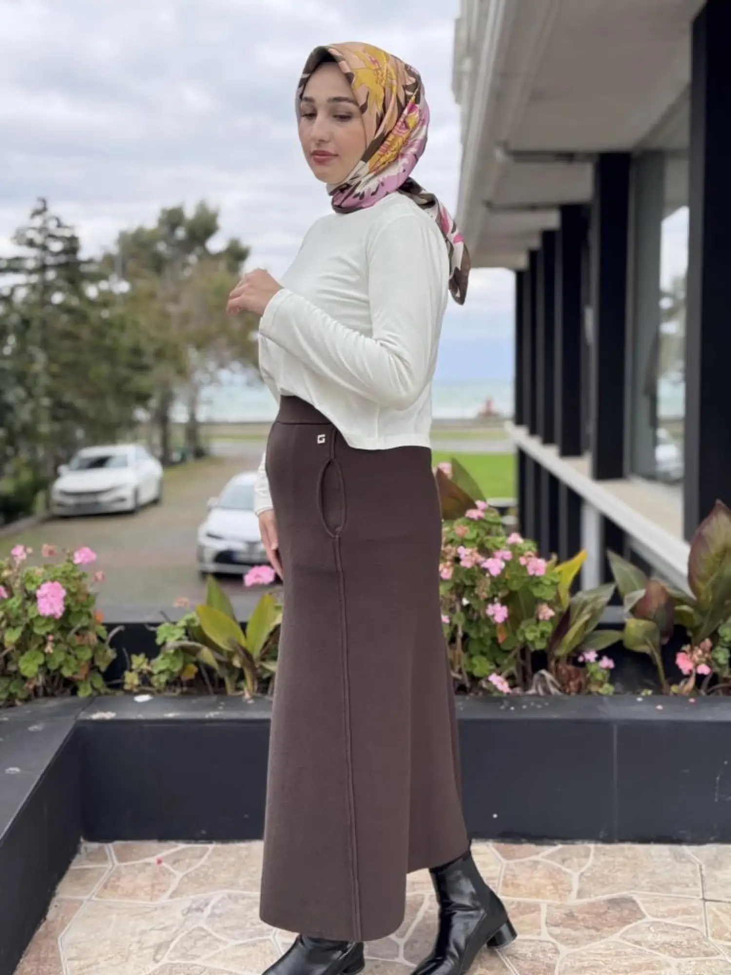 Ghisa Cep Detaylı Örme Triko Etek G5344