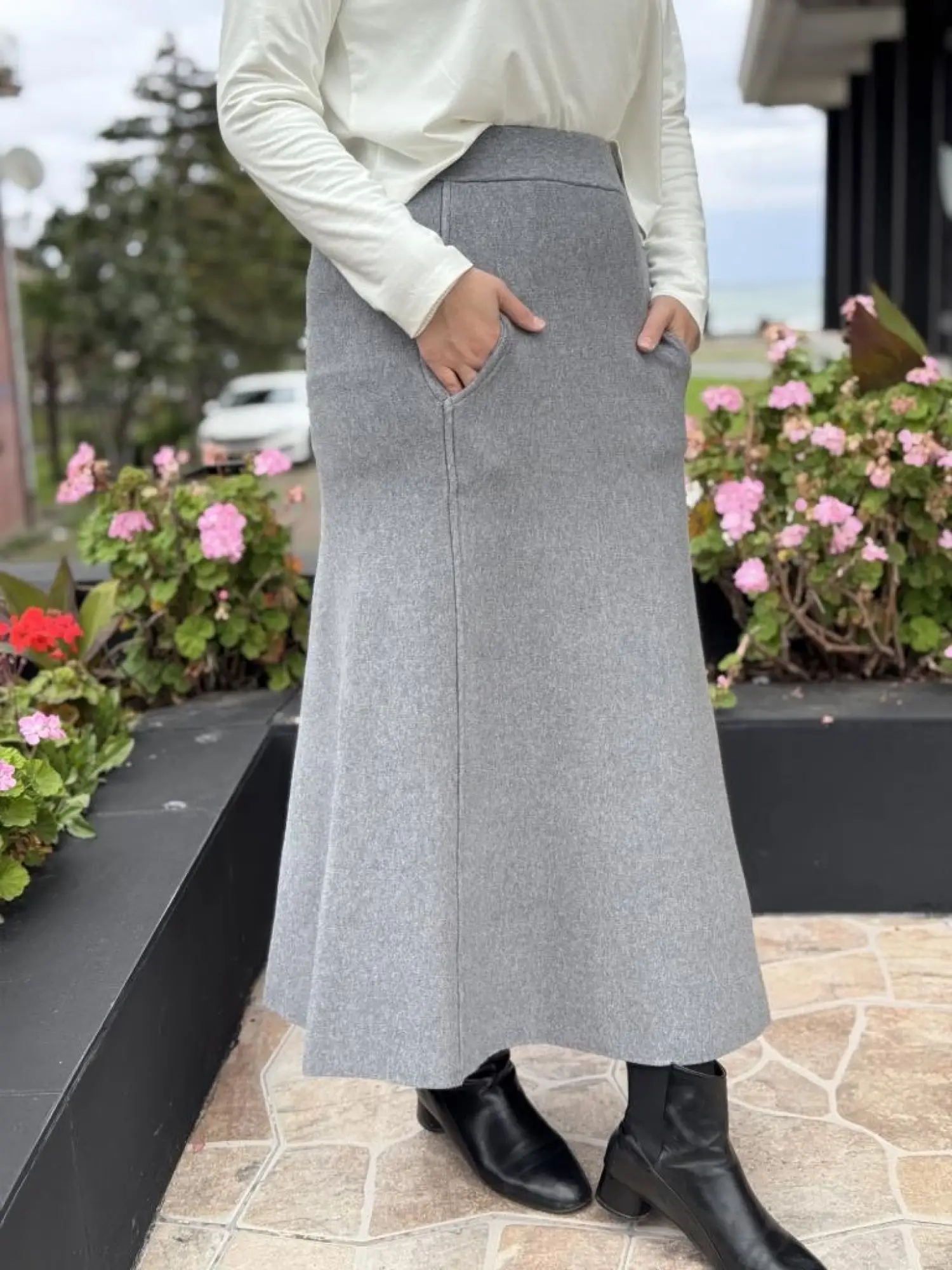 Ghisa Cep Detaylı Örme Triko Etek G5344