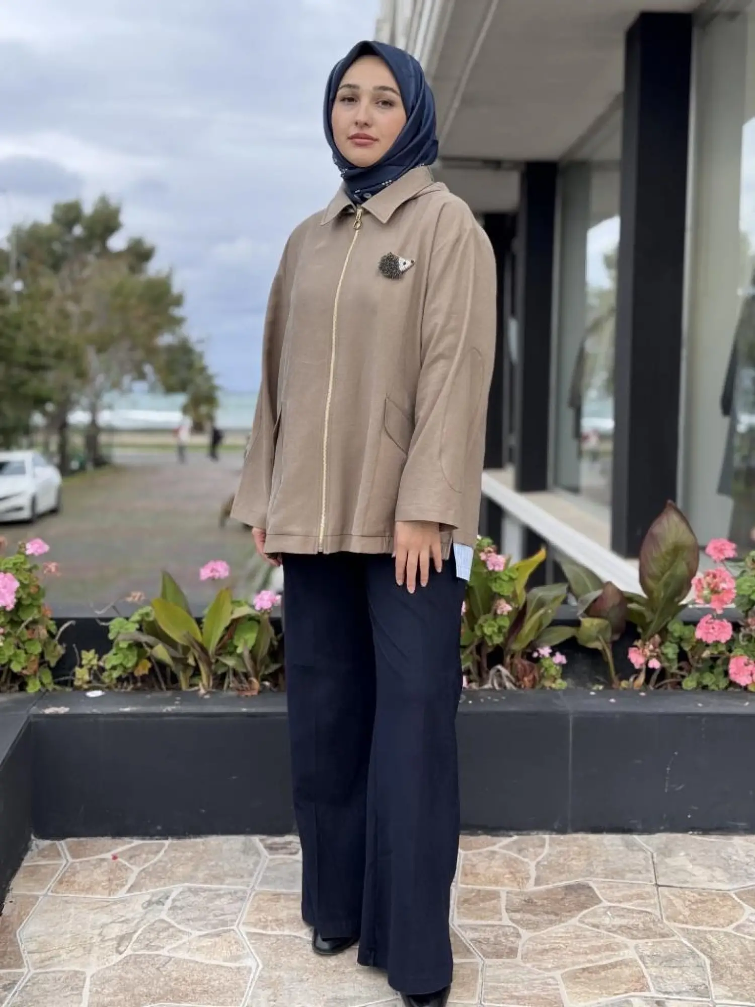 Ghisa Çizgili Poplin Kumaş Detaylı Kapüşonlu Ceket 3299