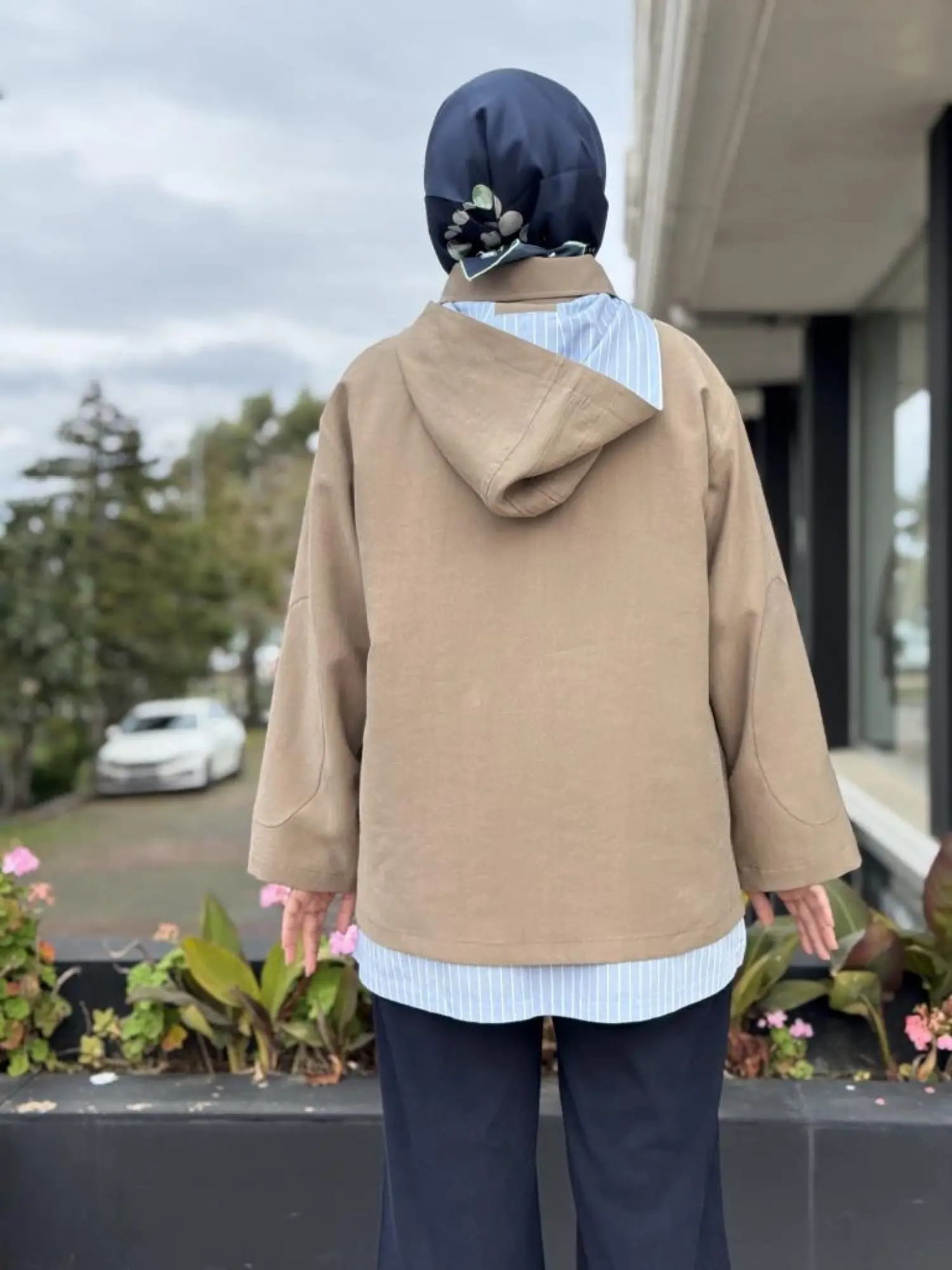 Ghisa Çizgili Poplin Kumaş Detaylı Kapüşonlu Ceket 3299