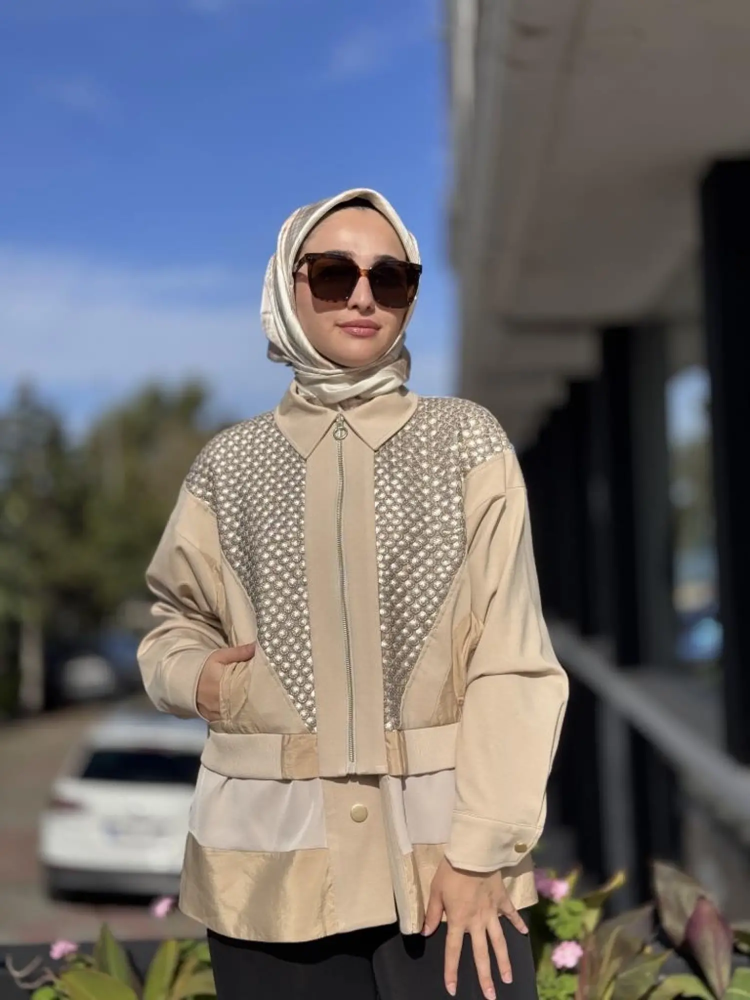 Ghisa Deri Payet ve Parça Detaylı Bomber Ceket 3239