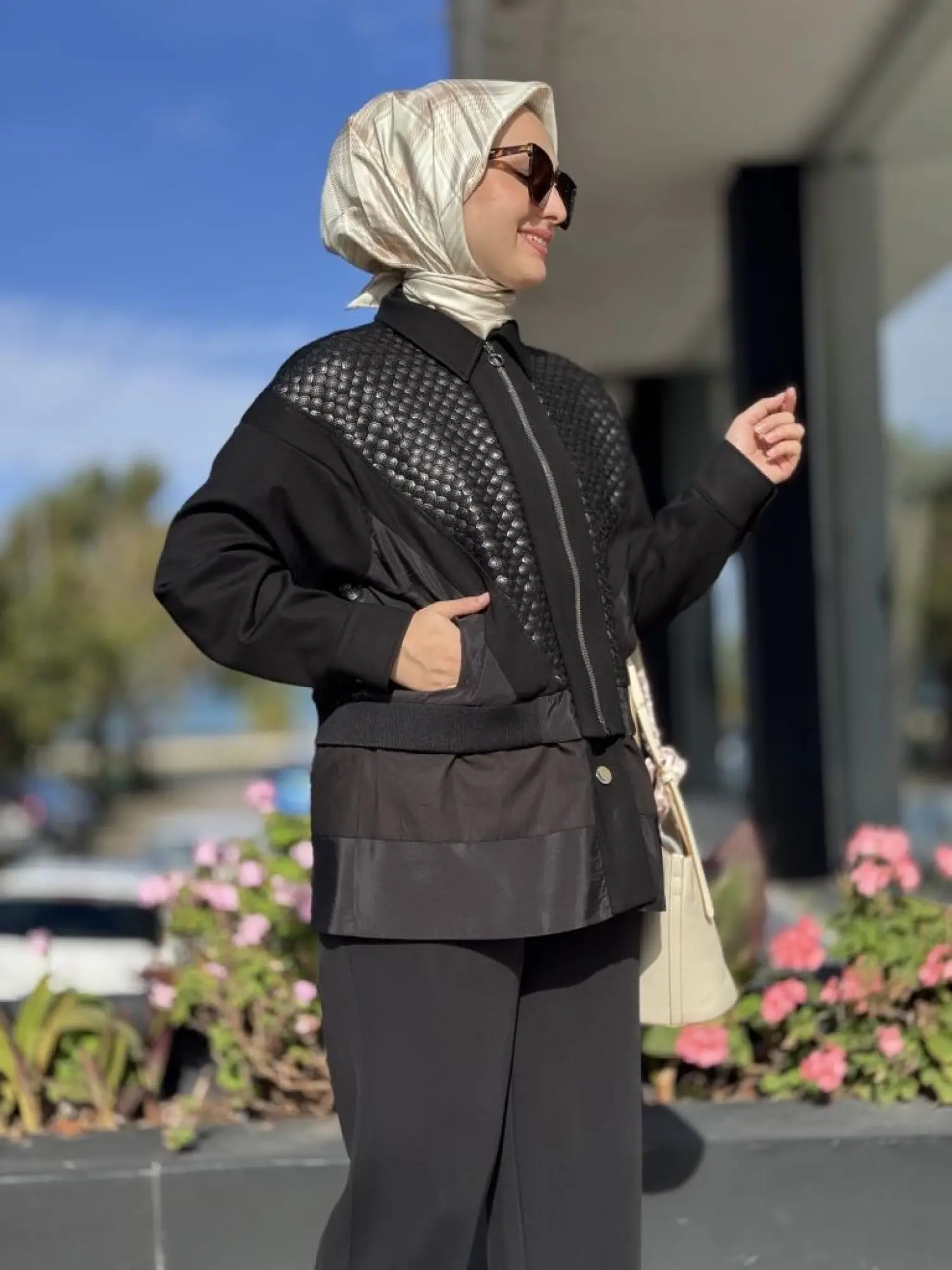 Ghisa Deri Payet ve Parça Detaylı Bomber Ceket 3239