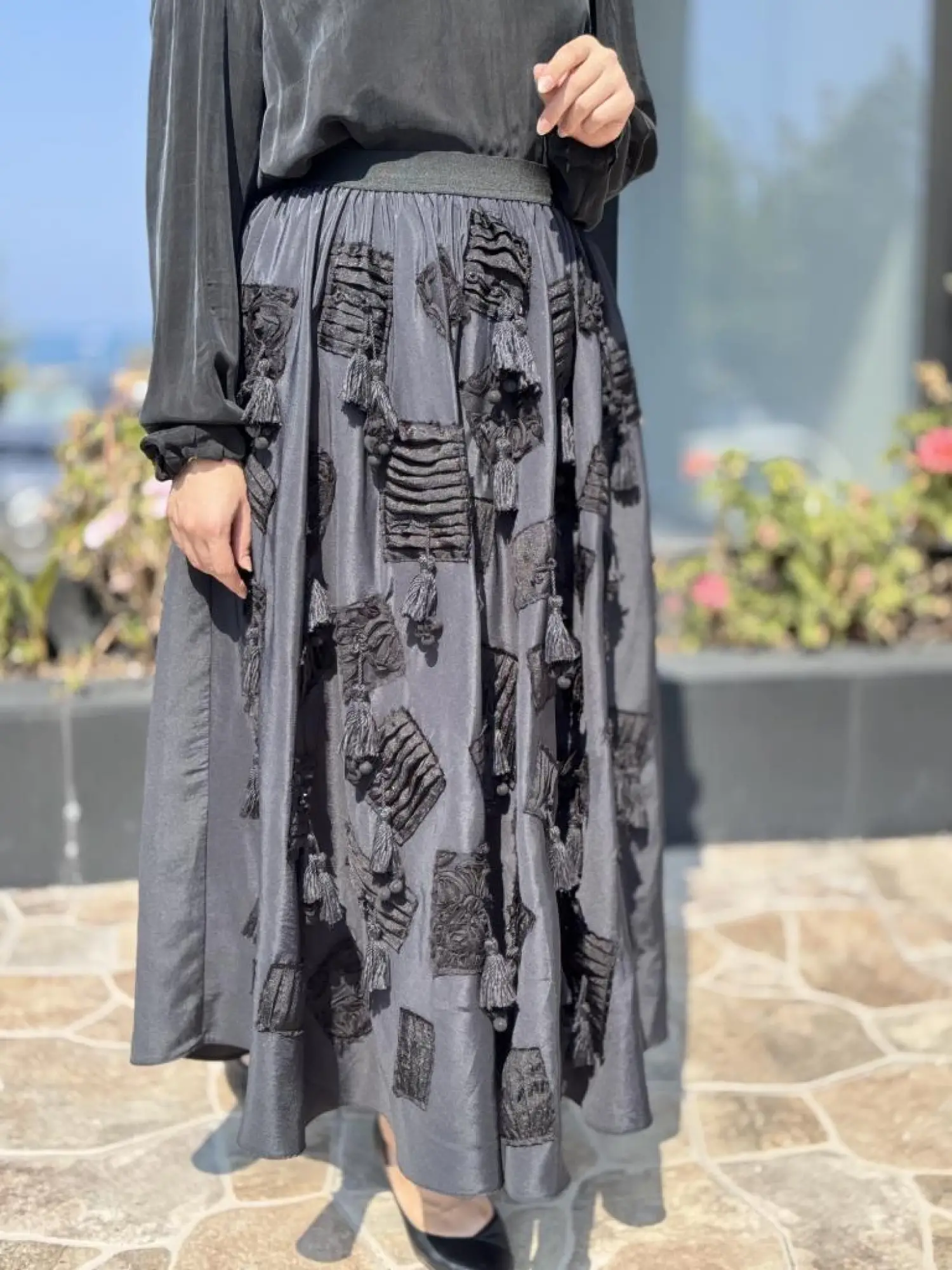 Ghisa Drape Püstül Detaylı Kloş Etek G5311