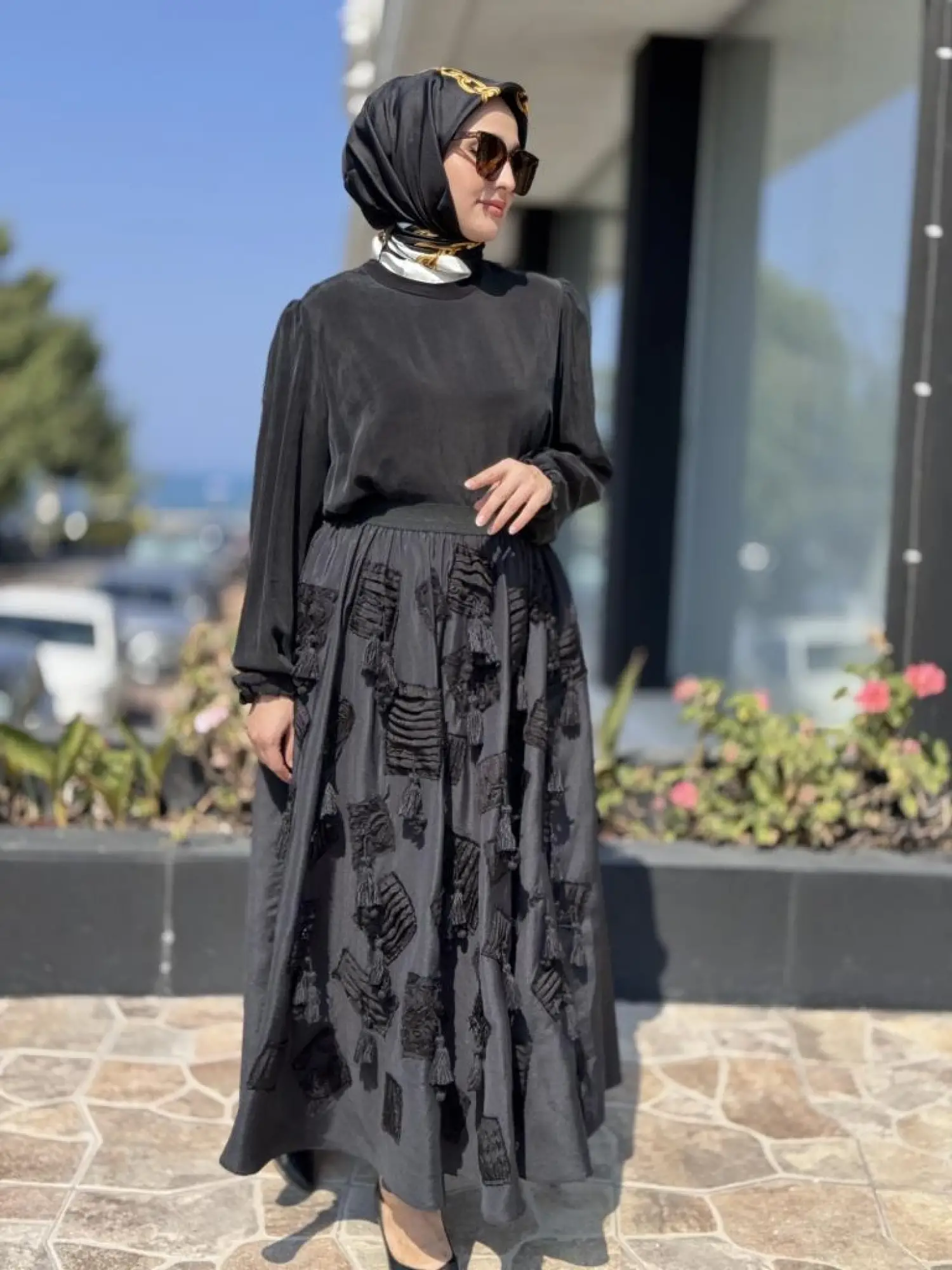 Ghisa Drape Püstül Detaylı Kloş Etek G5311