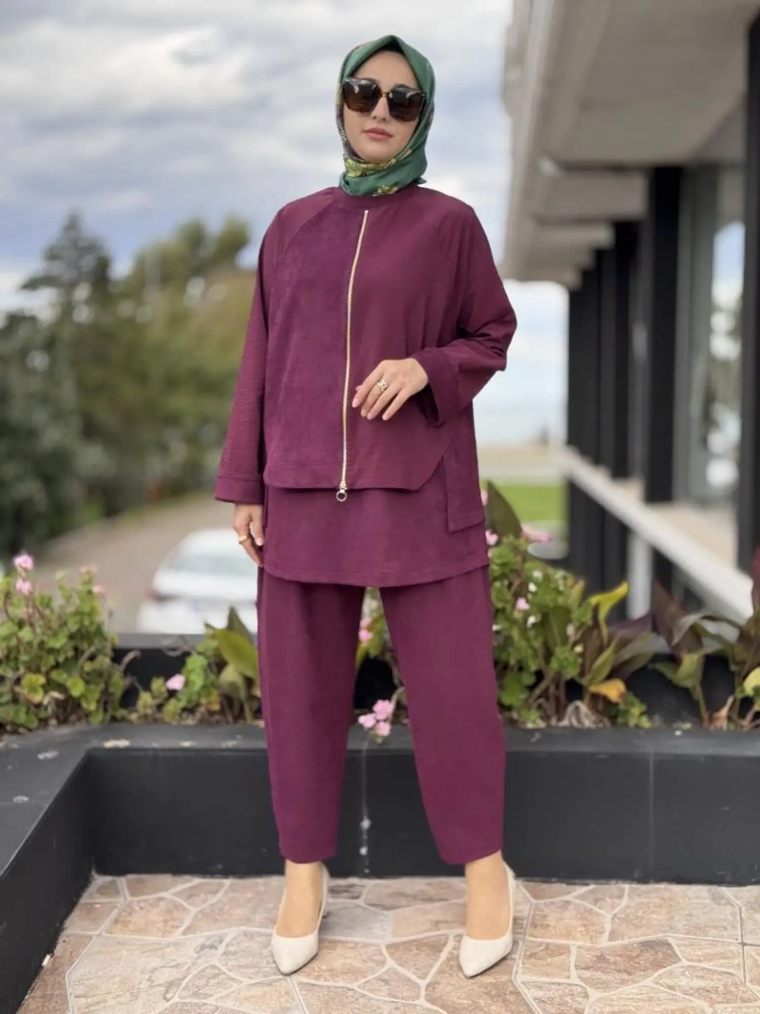 Ghisa Fermuar ve Paraşüt Kumaş Detaylı Nubuk Kap Pantolon Takım G4133