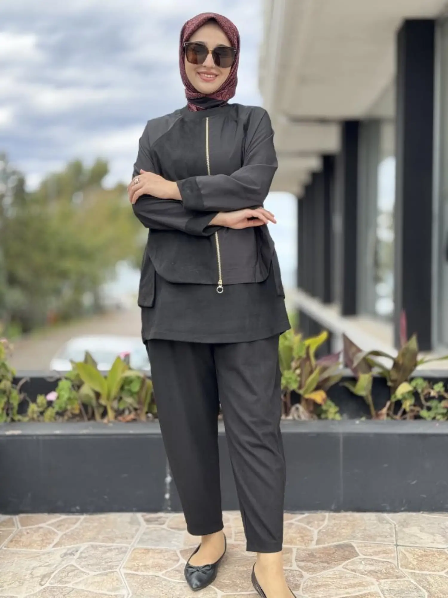 Ghisa Fermuar ve Paraşüt Kumaş Detaylı Nubuk Kap Pantolon Takım G4133