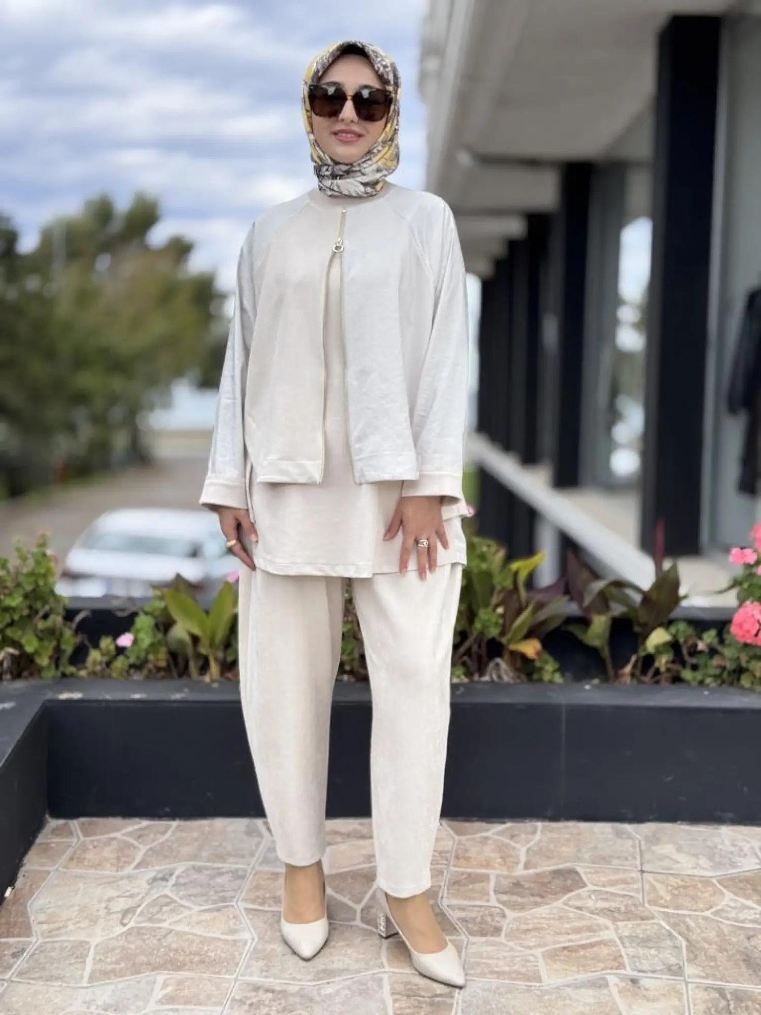 Ghisa Fermuar ve Paraşüt Kumaş Detaylı Nubuk Kap Pantolon Takım G4133