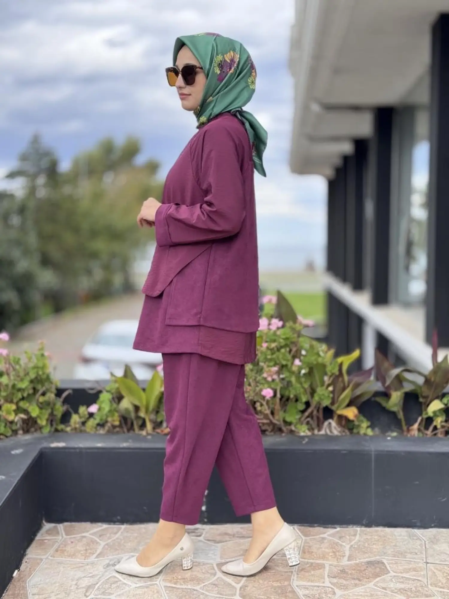 Ghisa Fermuar ve Paraşüt Kumaş Detaylı Nubuk Kap Pantolon Takım G4133