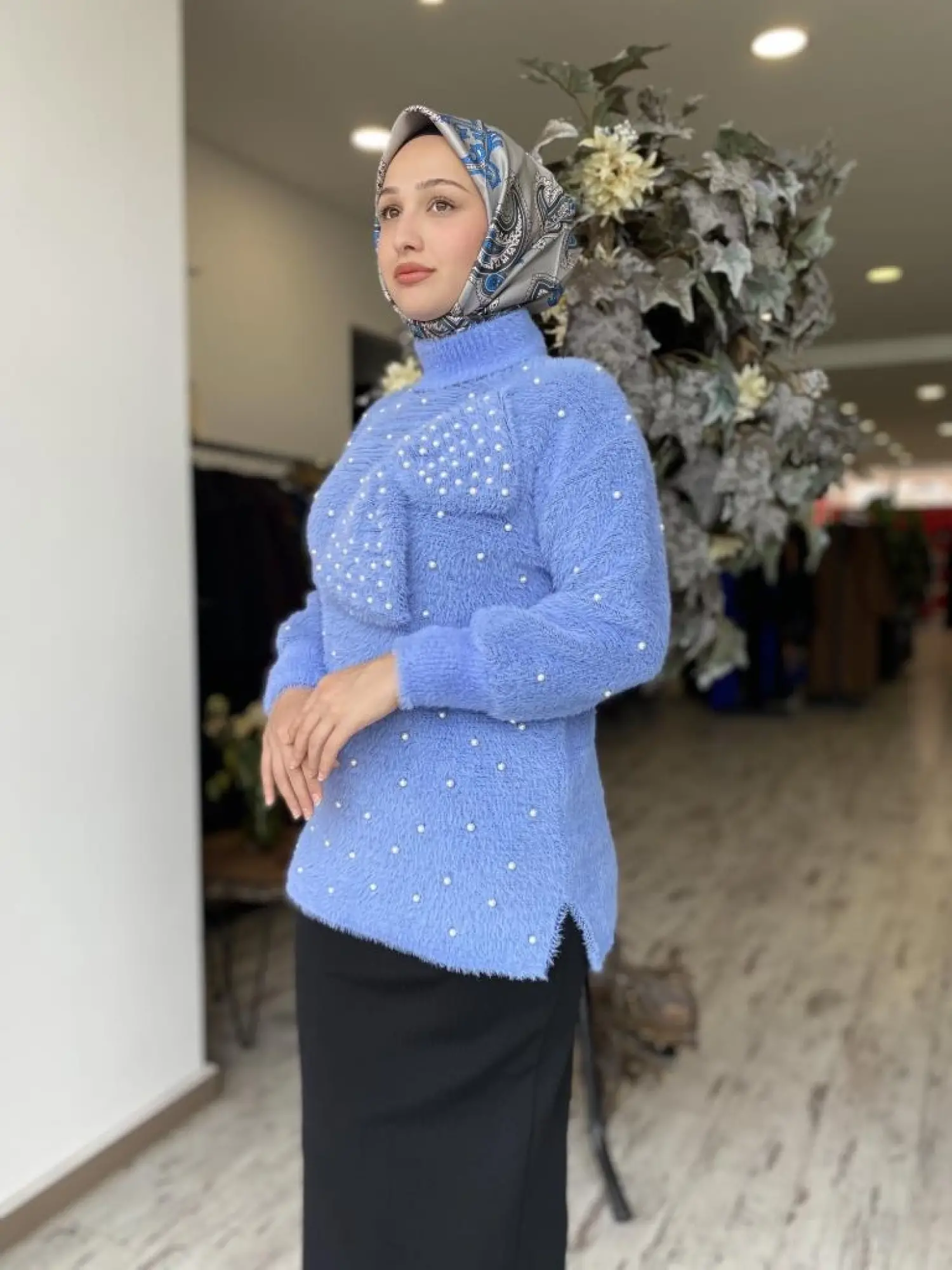 Ghisa Fiyonk Ve İnci Detaylı Tunik G4750