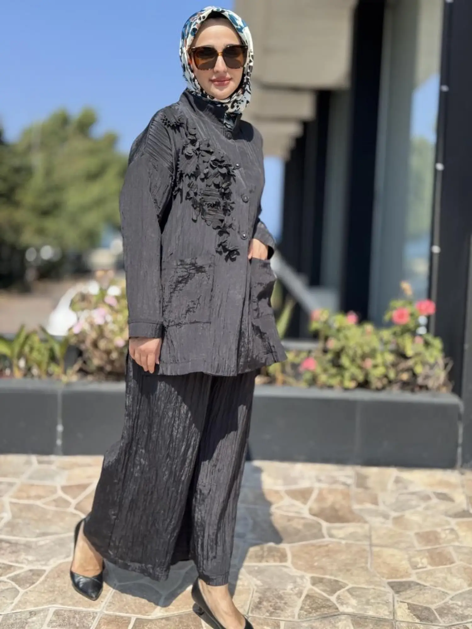 Ghisa Gögüs Detaylı Kraş Ceket Pantolon Takım 4064