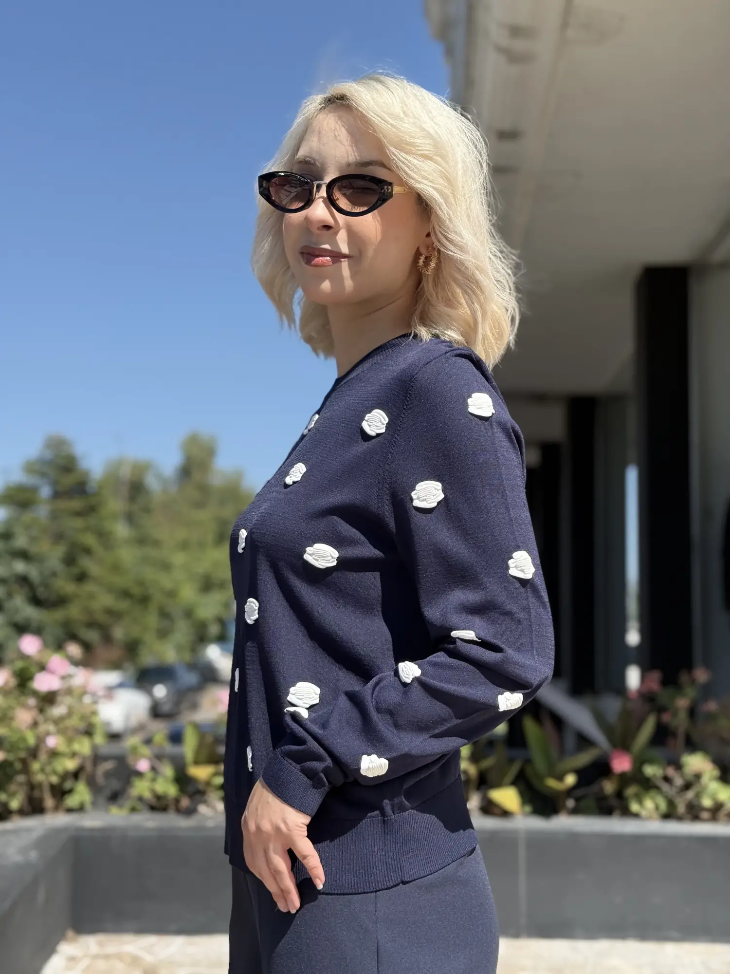Ghisa Gül Motifli Triko Bluz G4474K