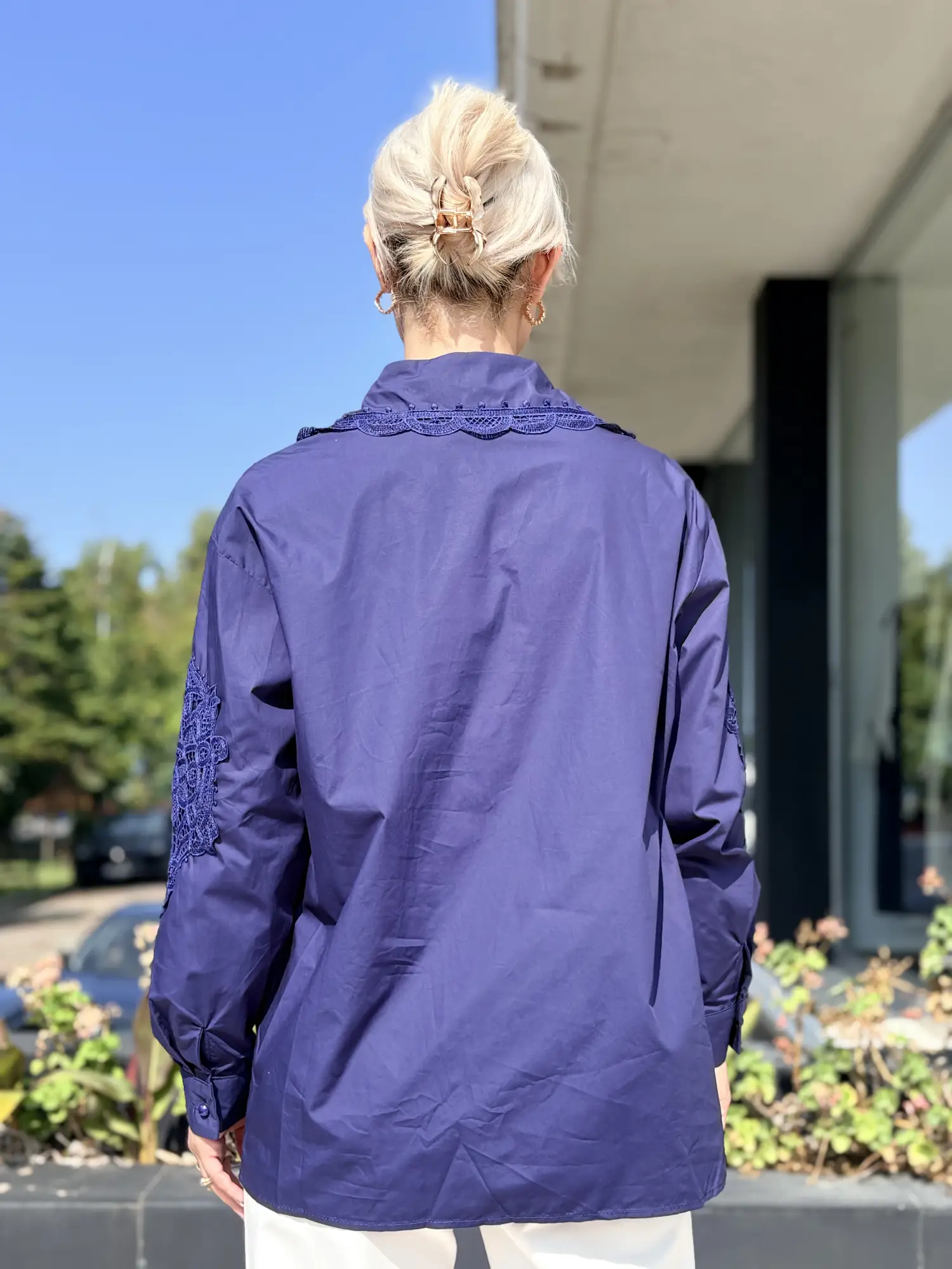Ghisa Güpür Detaylı Poplin Gömlek G4470
