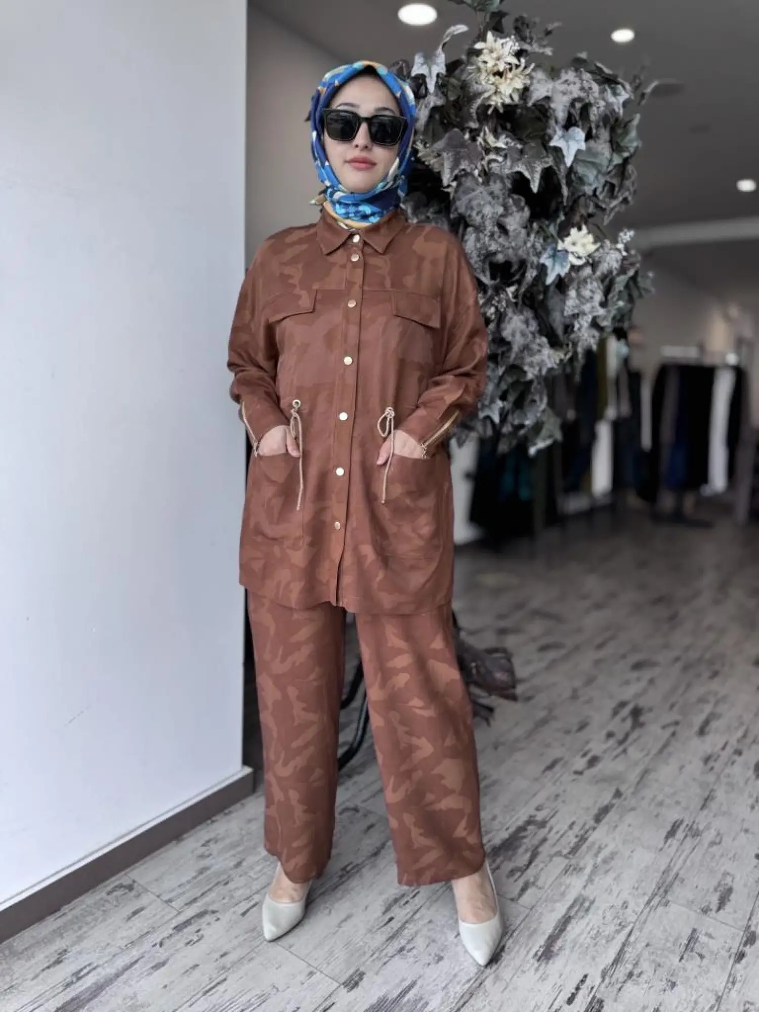 Ghisa Kamuflaj Desen Çıtçıtlı Ceket Pantolon Takım 4082