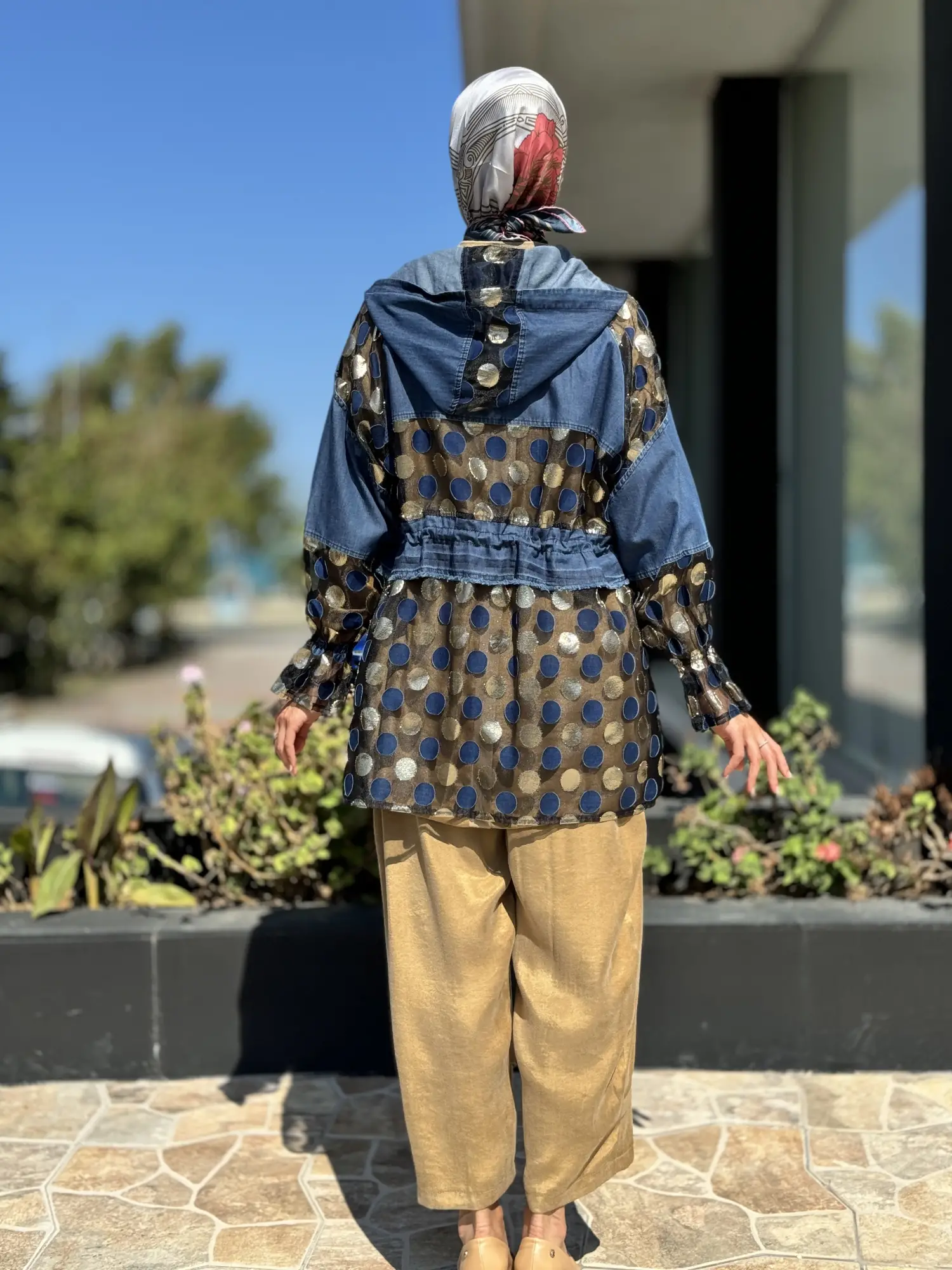 Ghisa Kapüşonlu Puantiyeli Organze Detaylı Ceket 3889