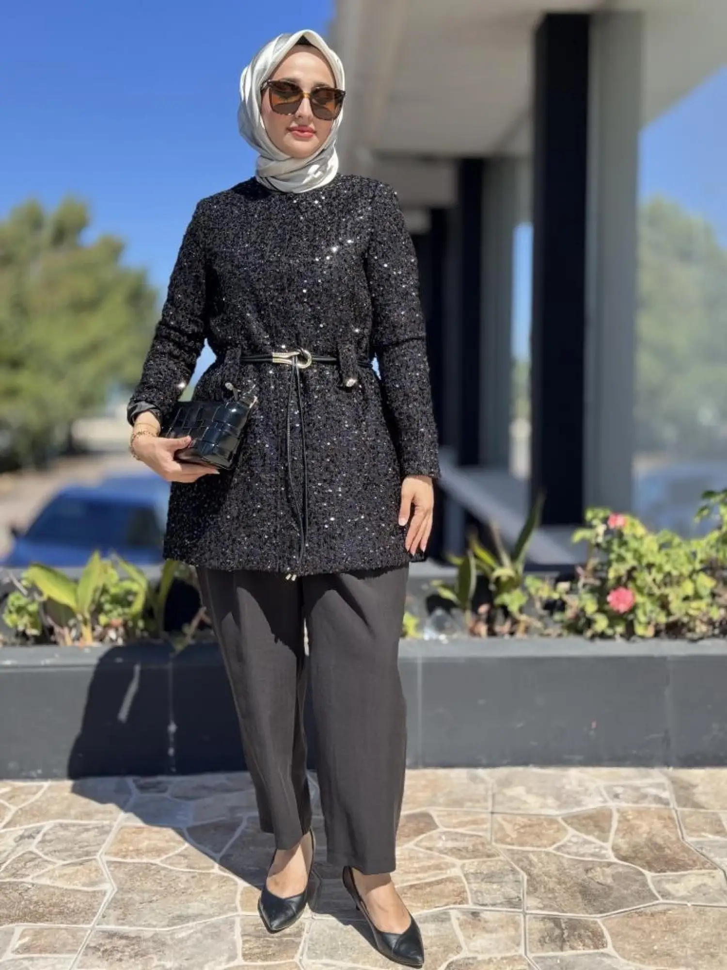 Ghisa Kemer Detaylı Payetli Ceket Pantolon Takım 3198