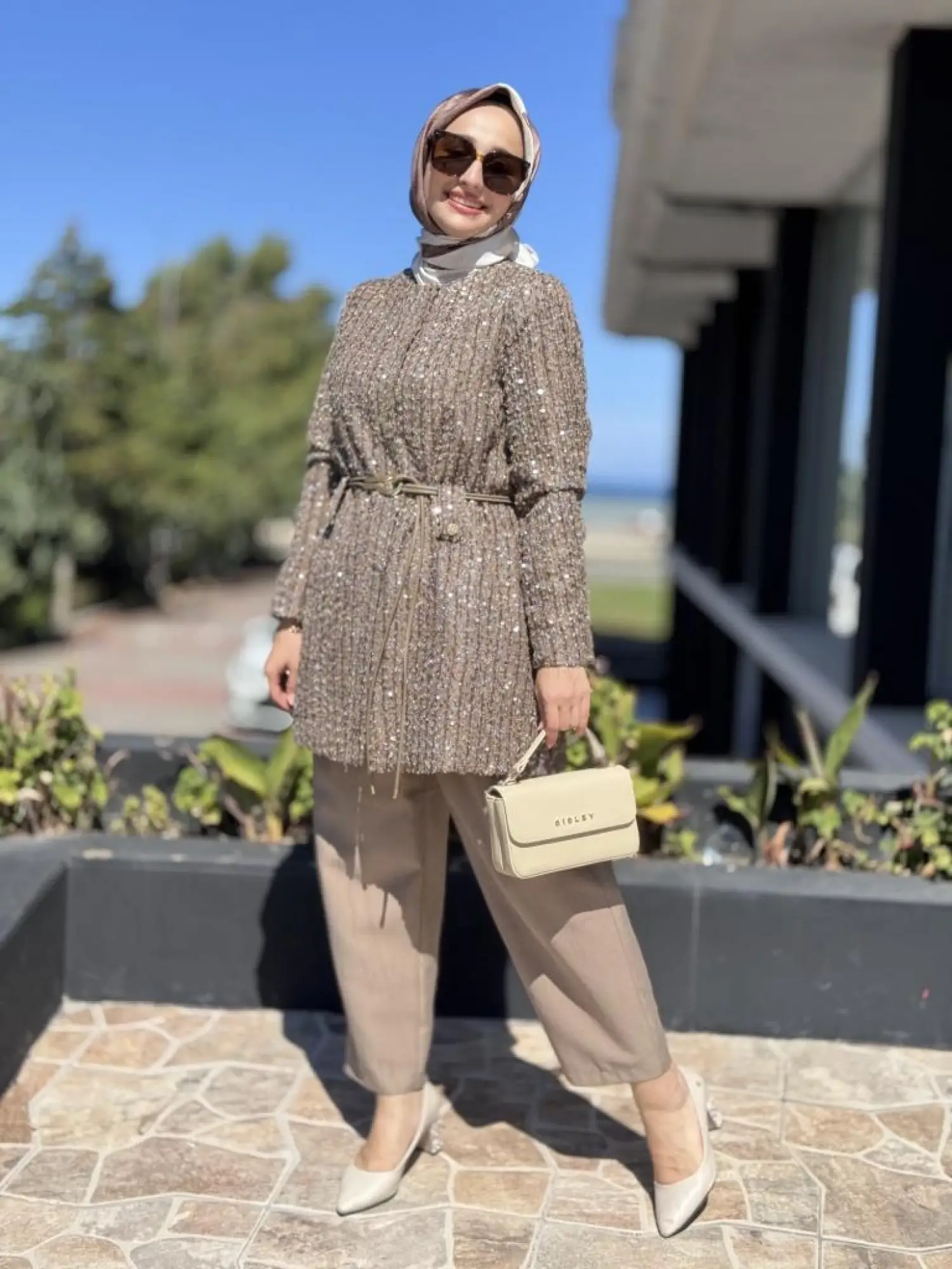 Ghisa Kemer Detaylı Payetli Ceket Pantolon Takım 3198