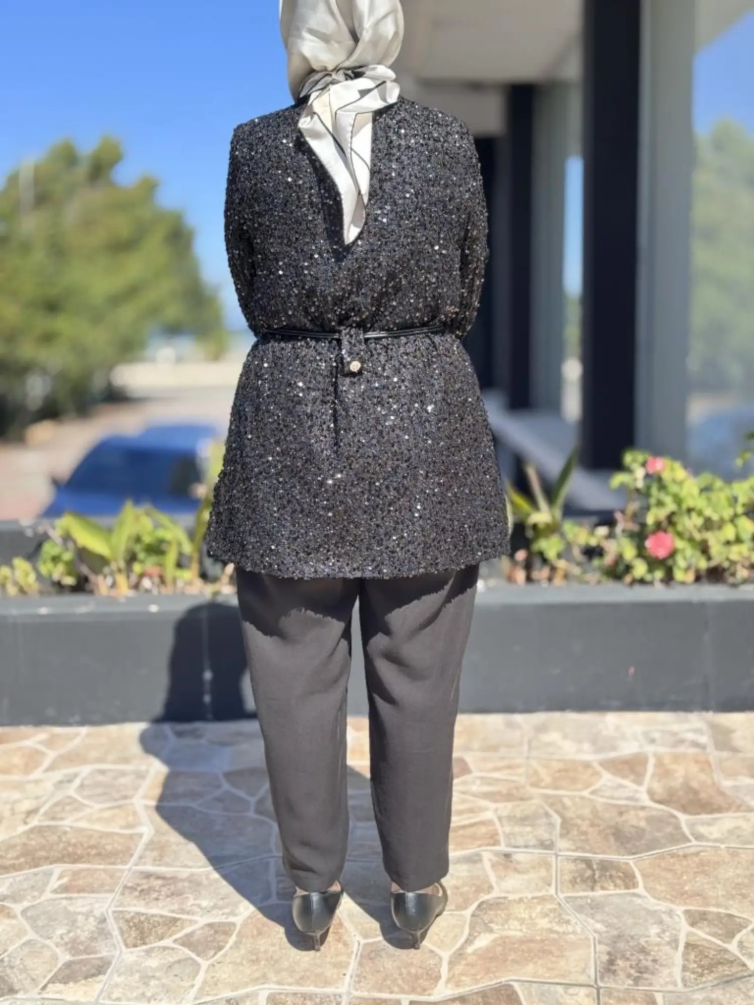 Ghisa Kemer Detaylı Payetli Ceket Pantolon Takım 3198