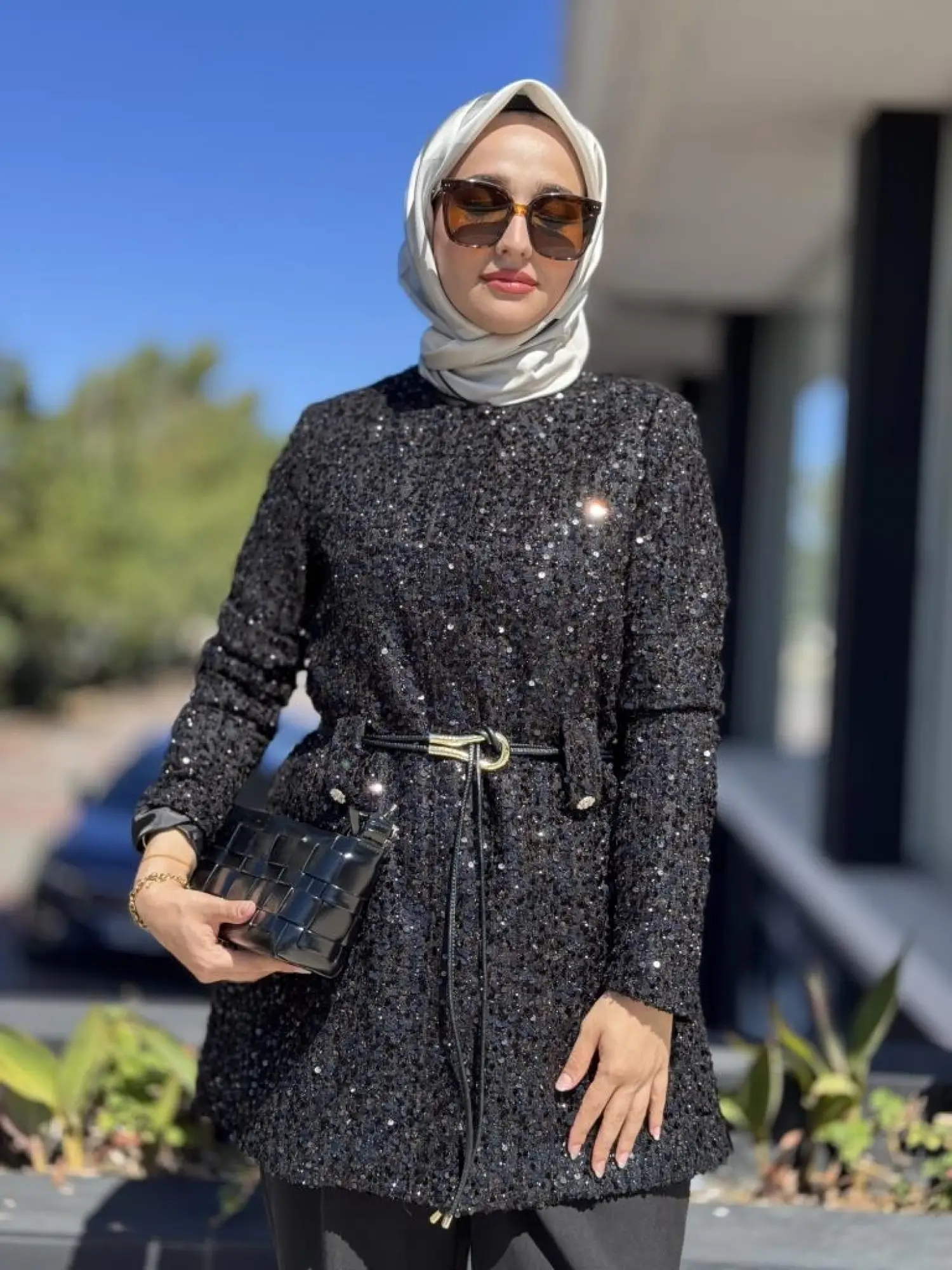 Ghisa Kemer Detaylı Payetli Ceket Pantolon Takım 3198