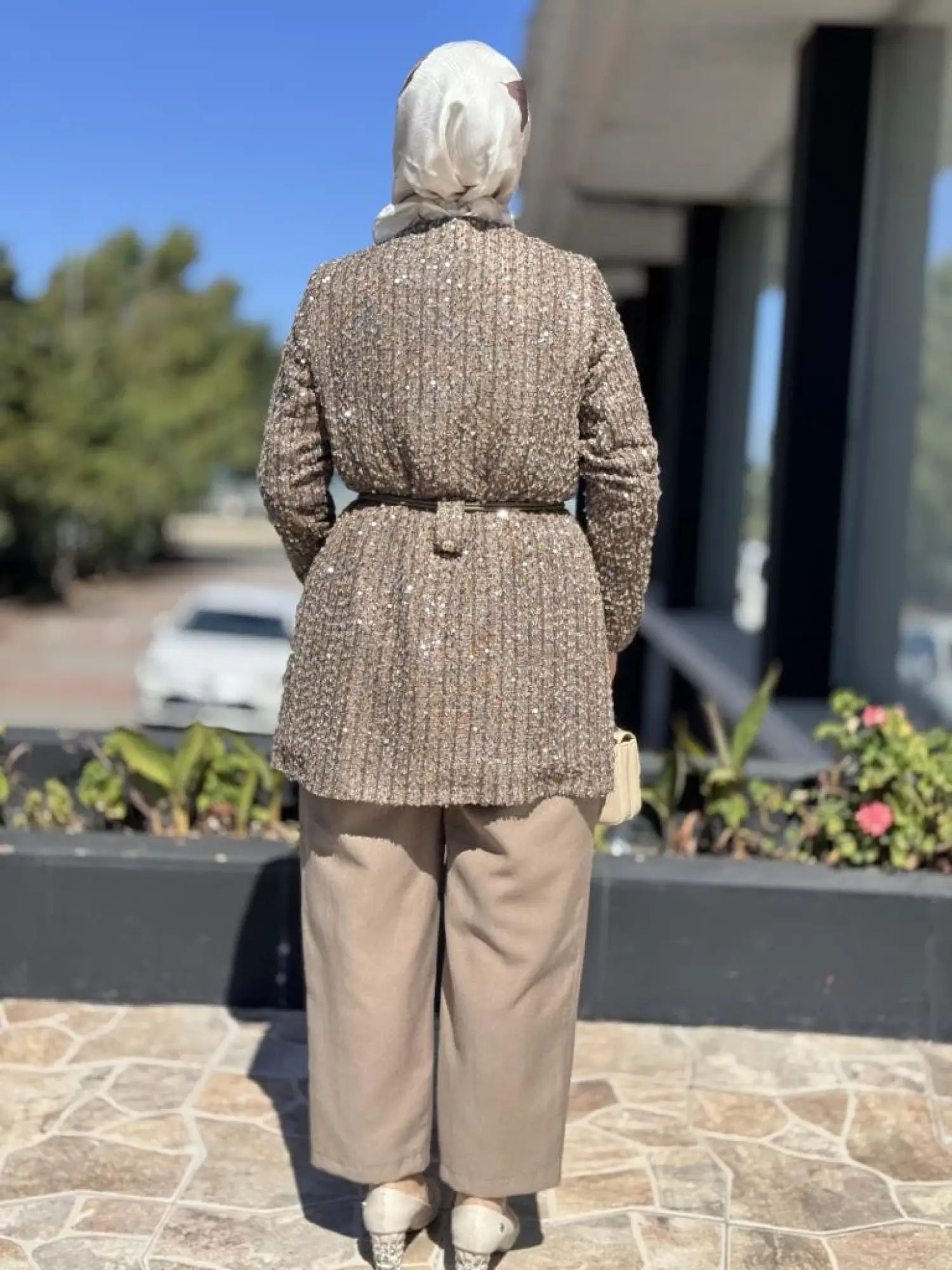 Ghisa Kemer Detaylı Payetli Ceket Pantolon Takım 3198