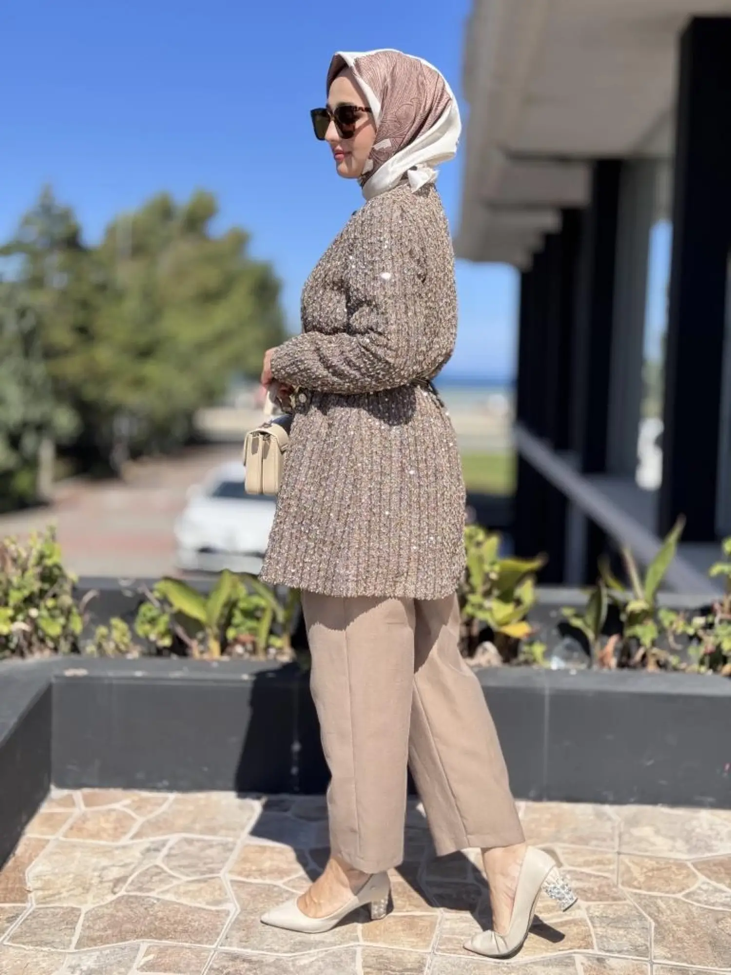 Ghisa Kemer Detaylı Payetli Ceket Pantolon Takım 3198